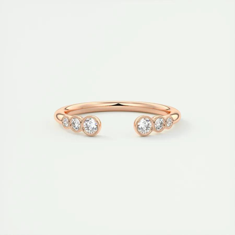 0.22 TCW Round CVD Diamond Bezel Open Wedding Band - Camila Brown
