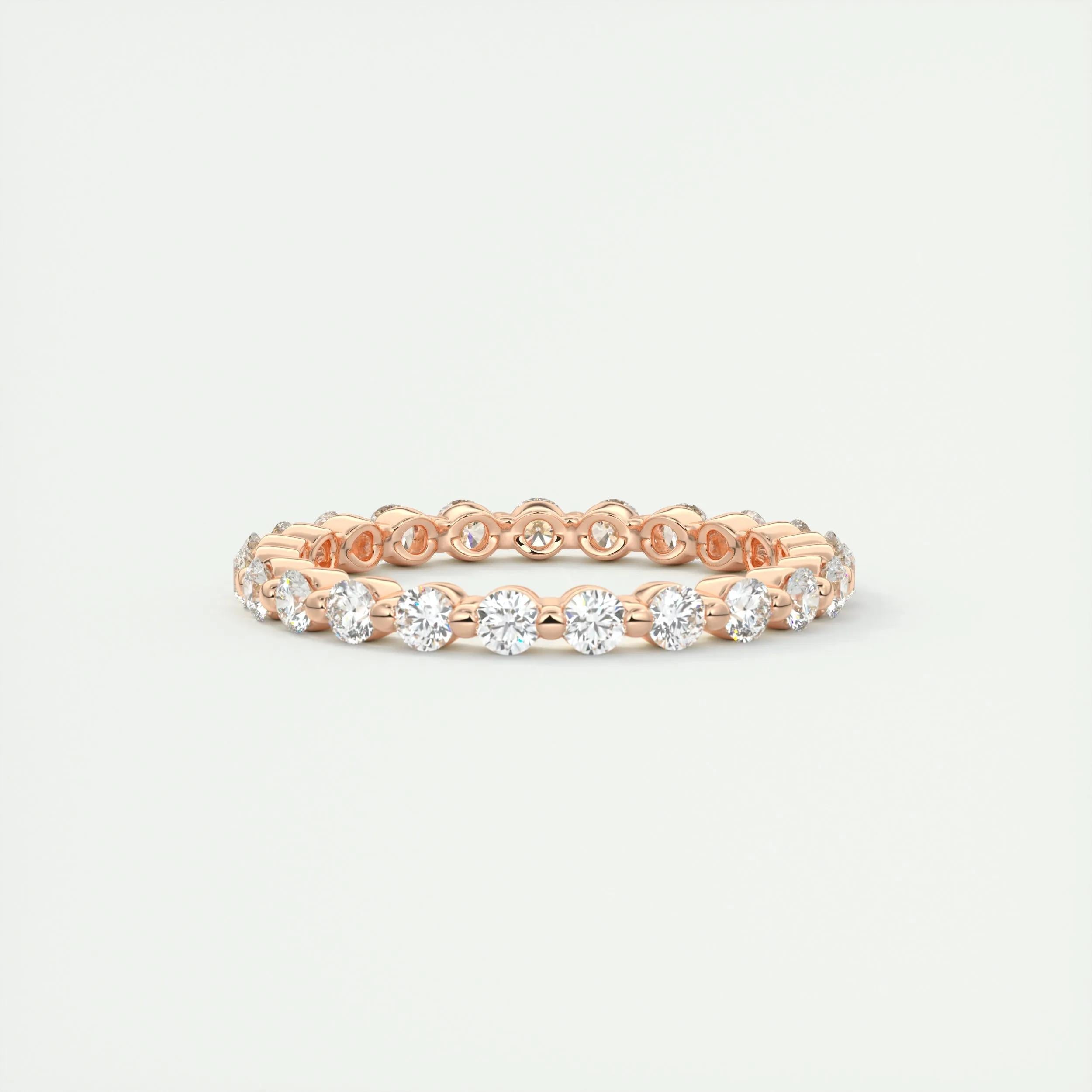 0.69 TCW Round CVD Diamond bubble prong Wedding Band - Camila Brown