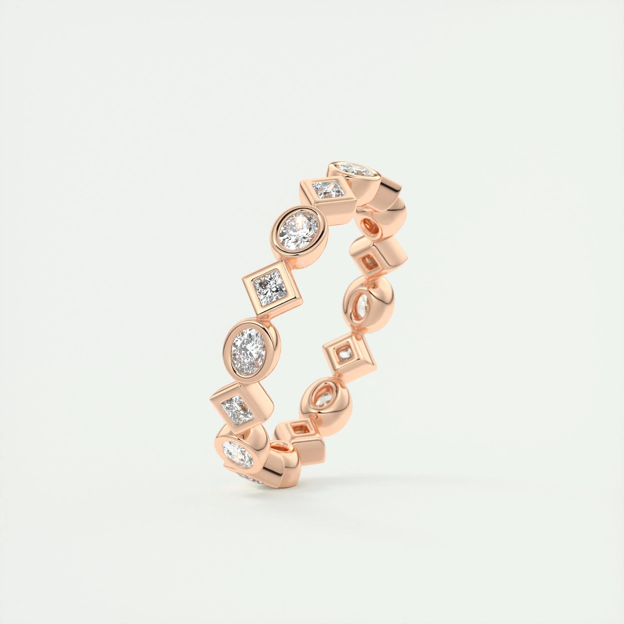 0.72 TCW Oval & Princess CVD Diamond Bezel Setting Wedding Band - Camila Brown