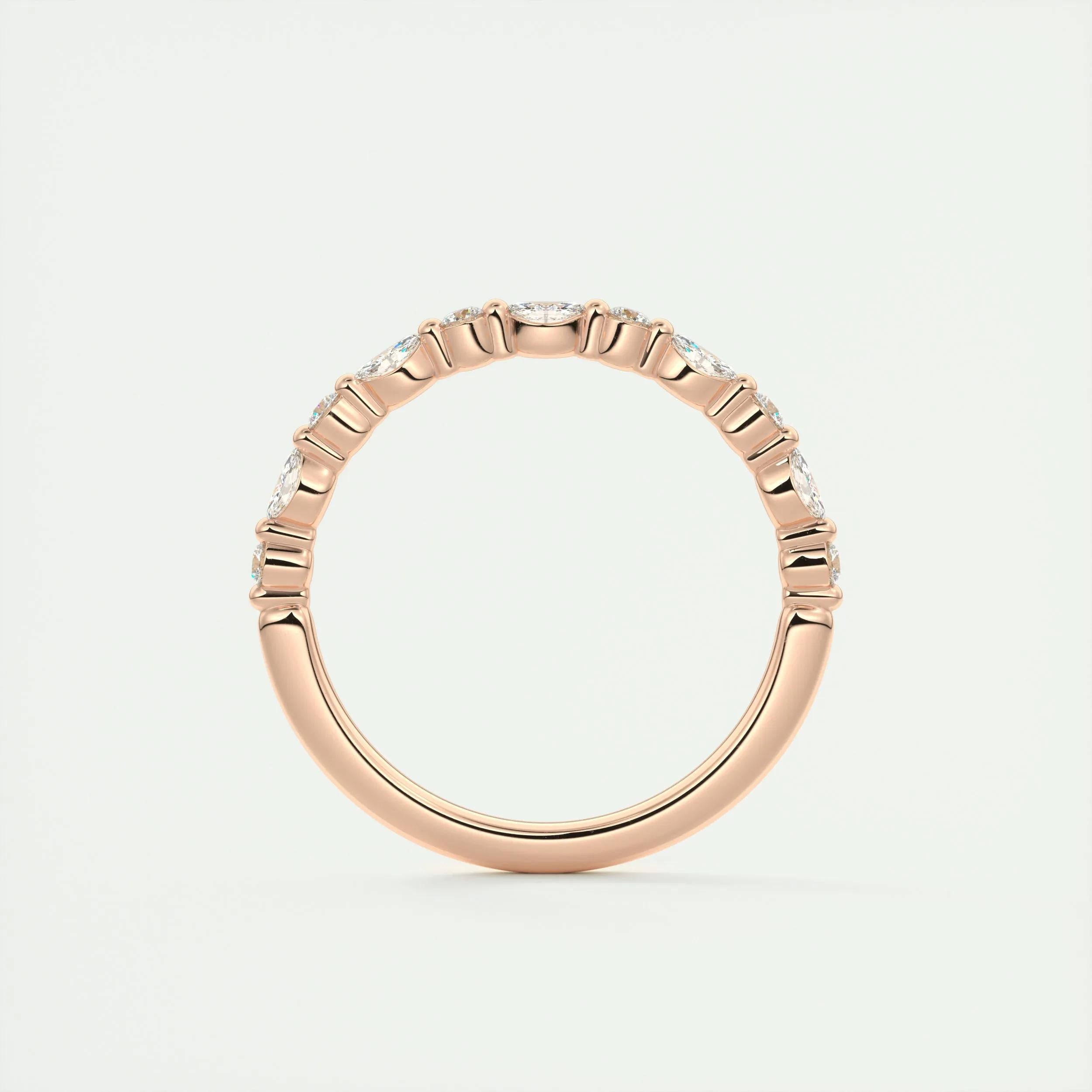 0.32 TCW Marquise & Round CVD Diamond Bubble Prongs Wedding Band - Camila Brown
