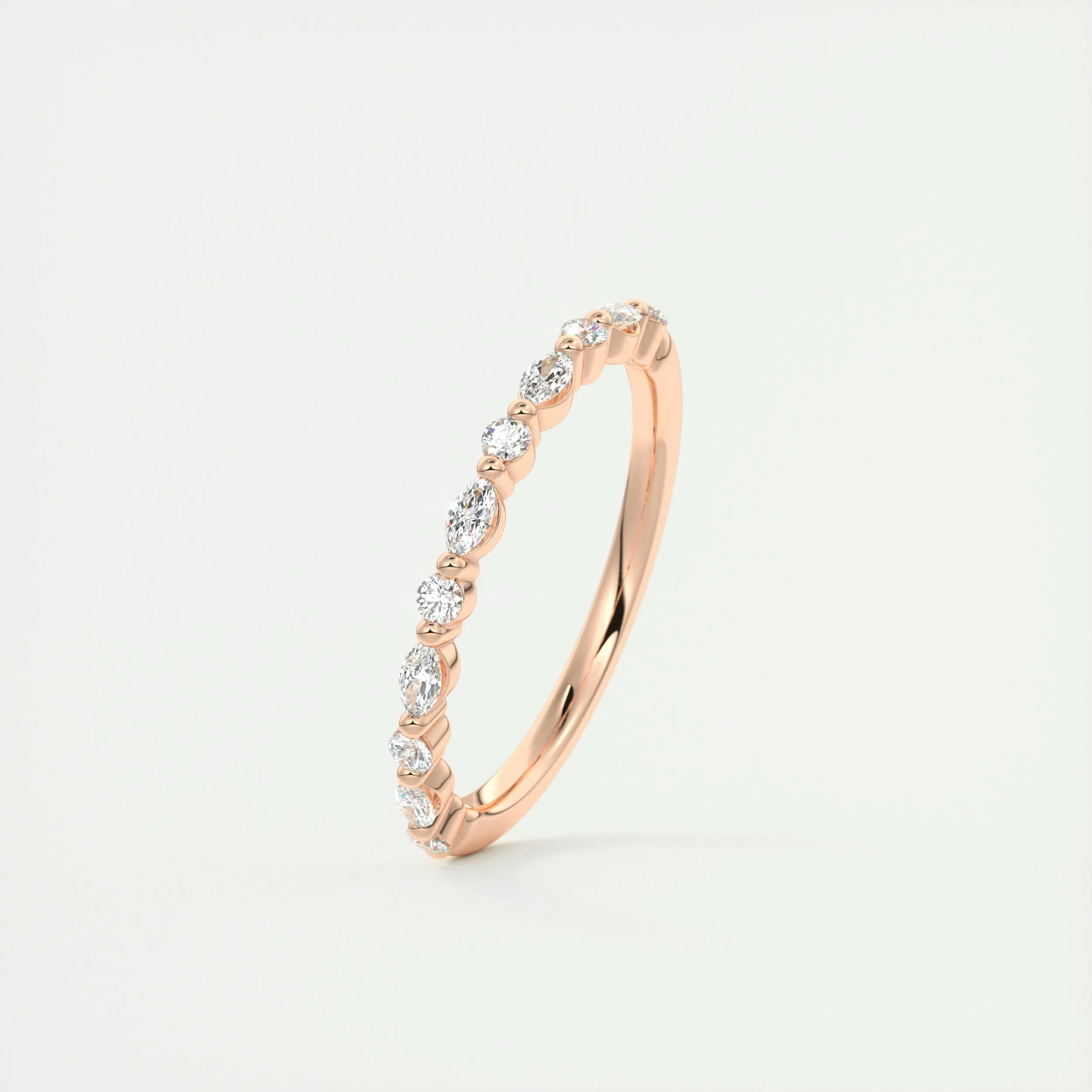0.32 TCW Marquise & Round CVD Diamond Bubble Prongs Wedding Band - Camila Brown