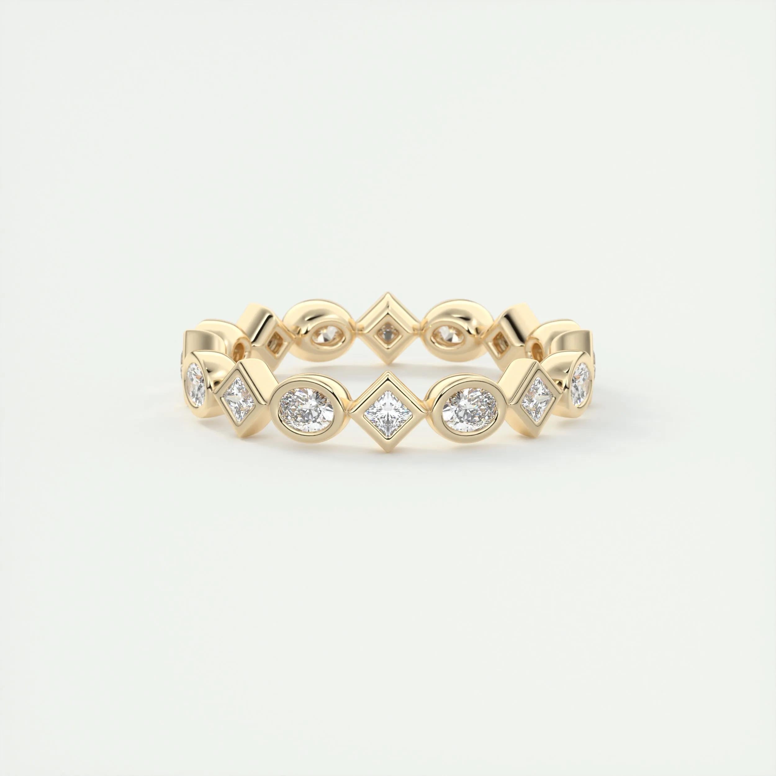 0.72 TCW Oval & Princess CVD Diamond Bezel Setting Wedding Band - Camila Brown