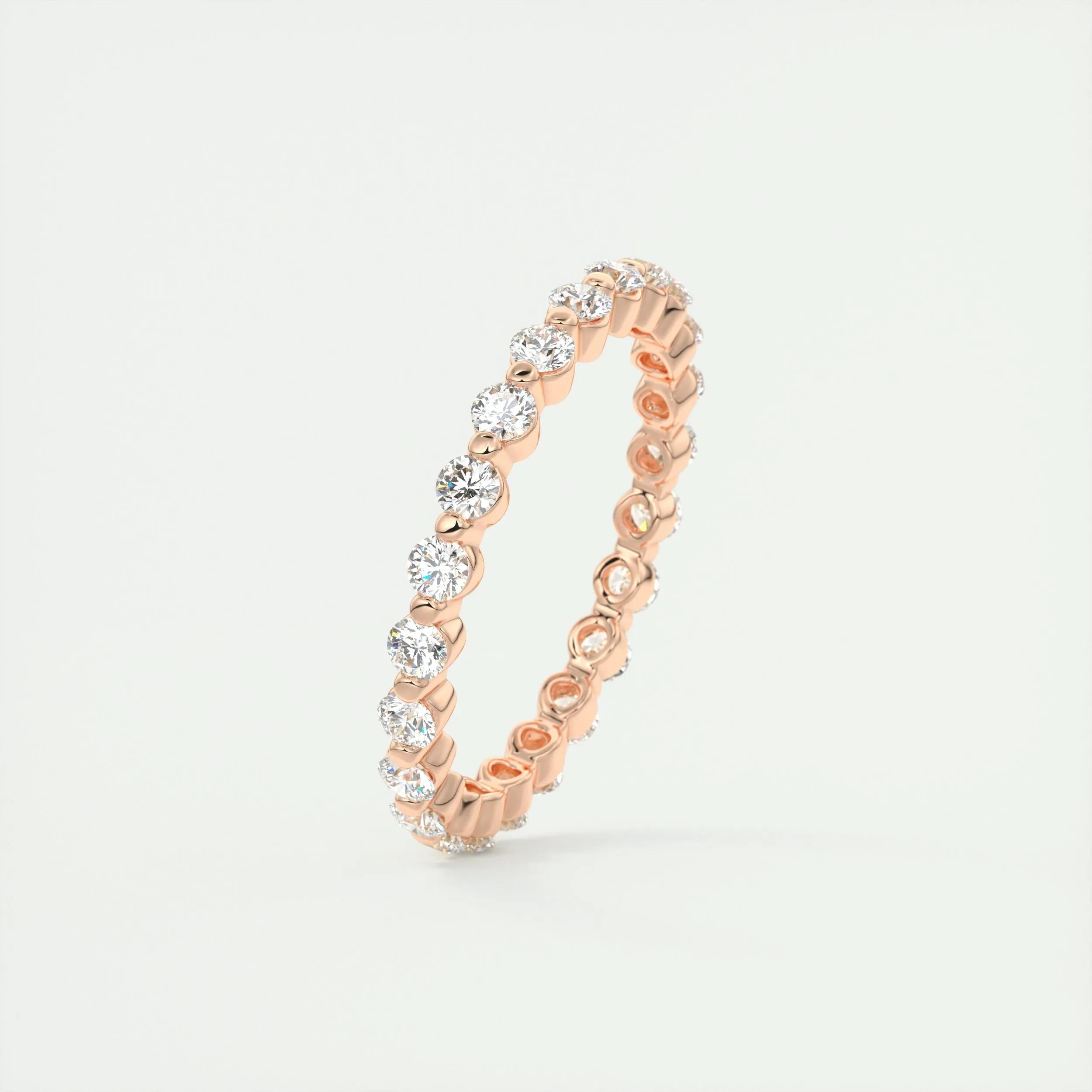 0.69 TCW Round CVD Diamond bubble prong Wedding Band - Camila Brown