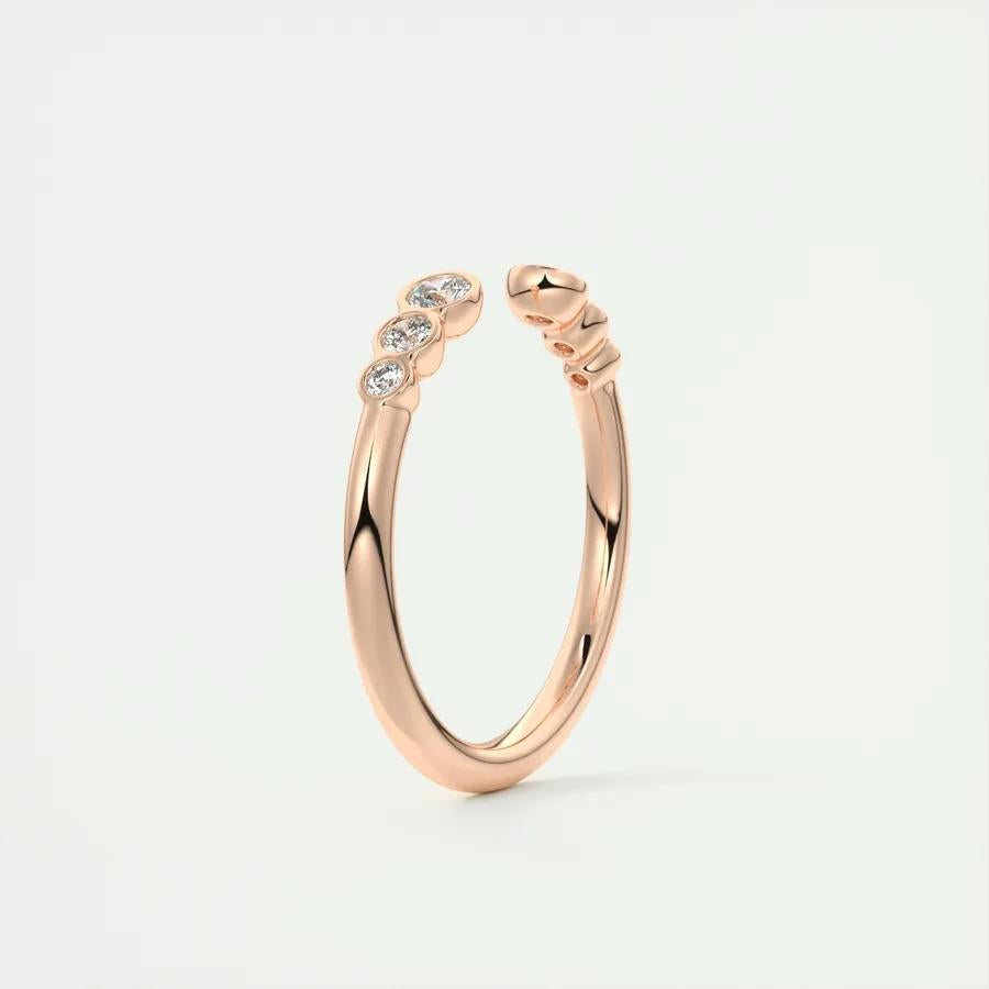 0.22 TCW Round CVD Diamond Bezel Open Wedding Band - Camila Brown