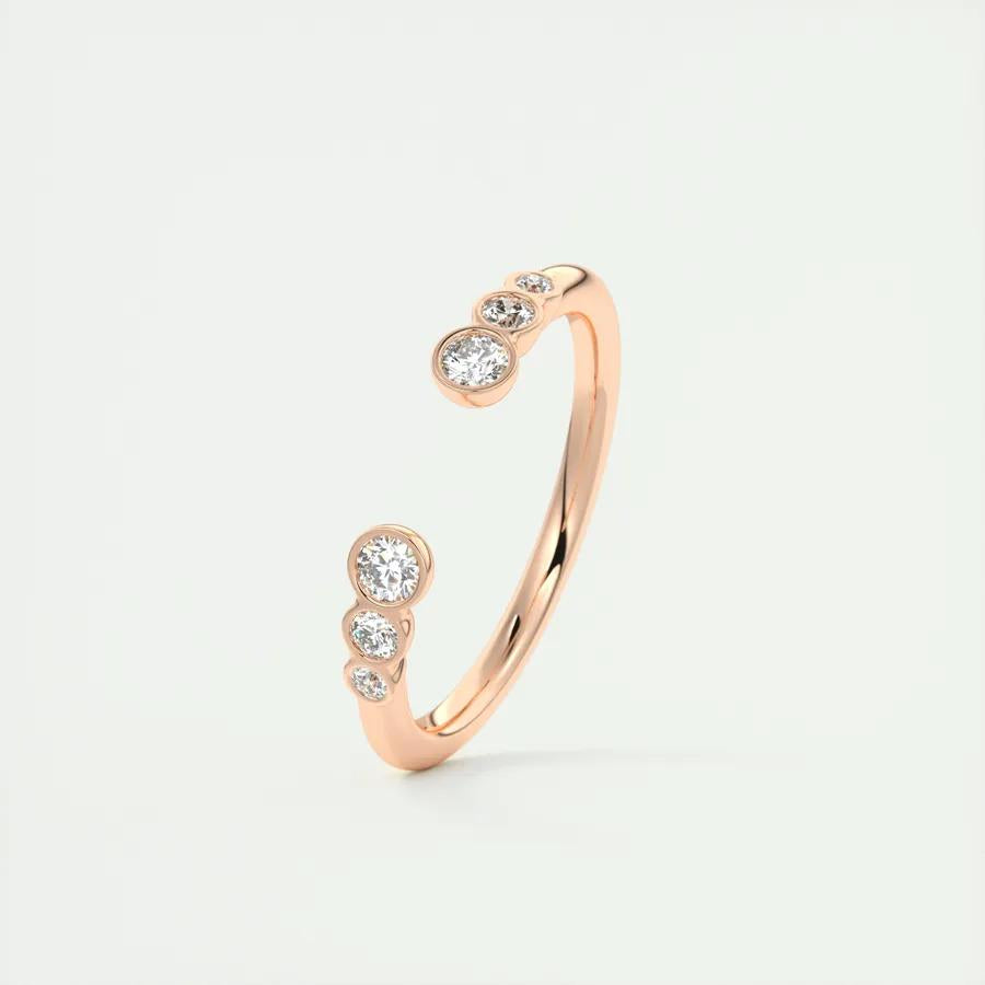 0.22 TCW Round CVD Diamond Bezel Open Wedding Band - Camila Brown