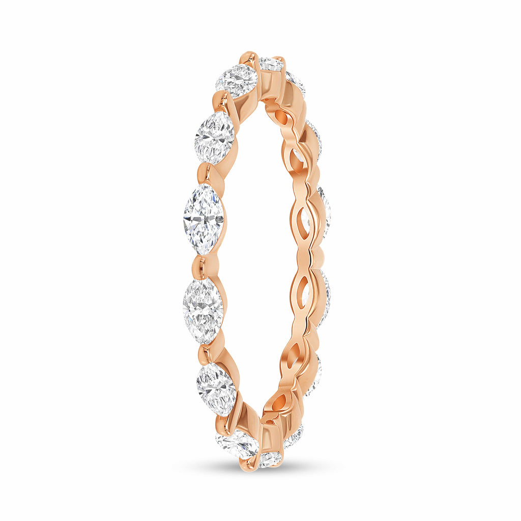 0.40 TCW Marquise CVD Diamond Bubble Prongs Setting Wedding Band - Camila Brown