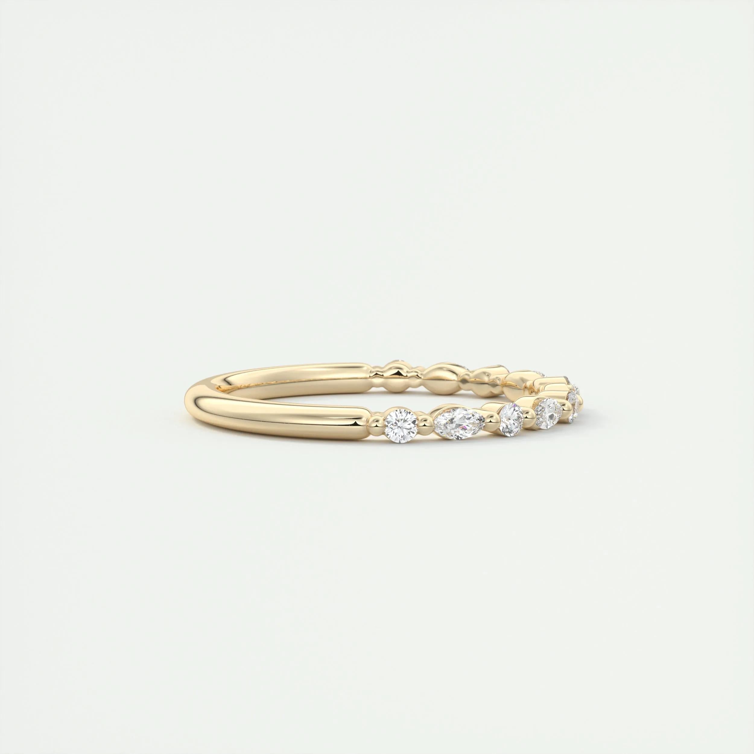 0.32 TCW Marquise & Round CVD Diamond Bubble Prongs Wedding Band - Camila Brown