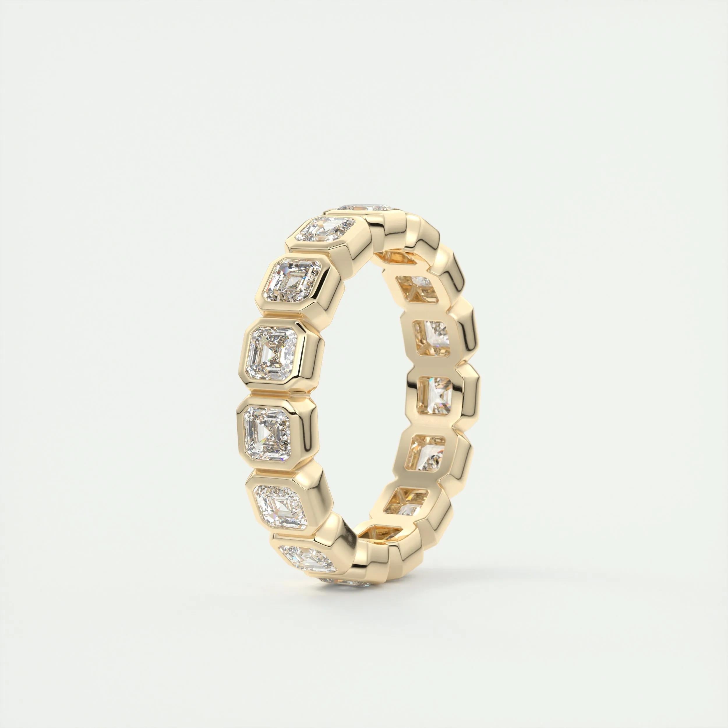 2.25 TCW Asscher CVD Diamond Bezel Wedding Band - Camila Brown