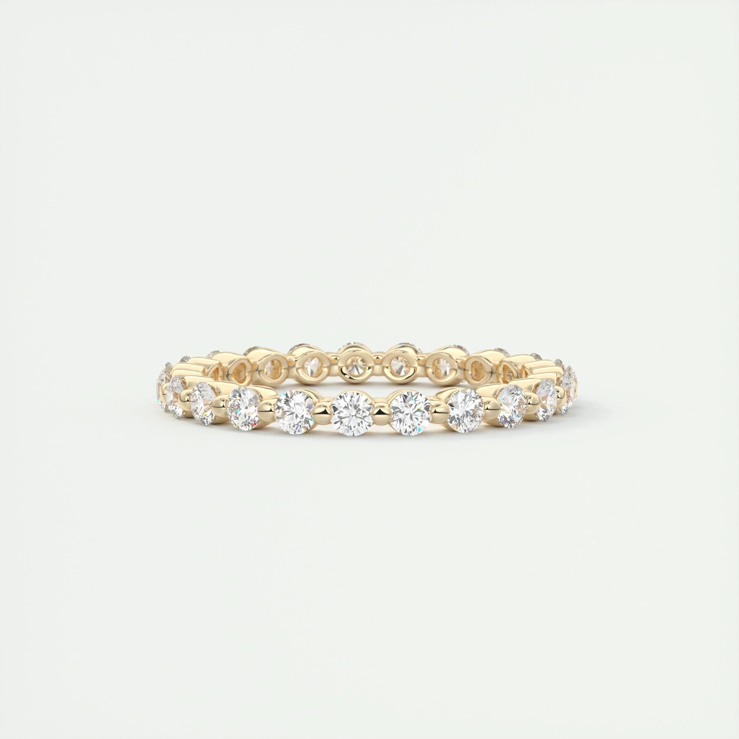 0.69 TCW Round CVD Diamond bubble prong Wedding Band - Camila Brown