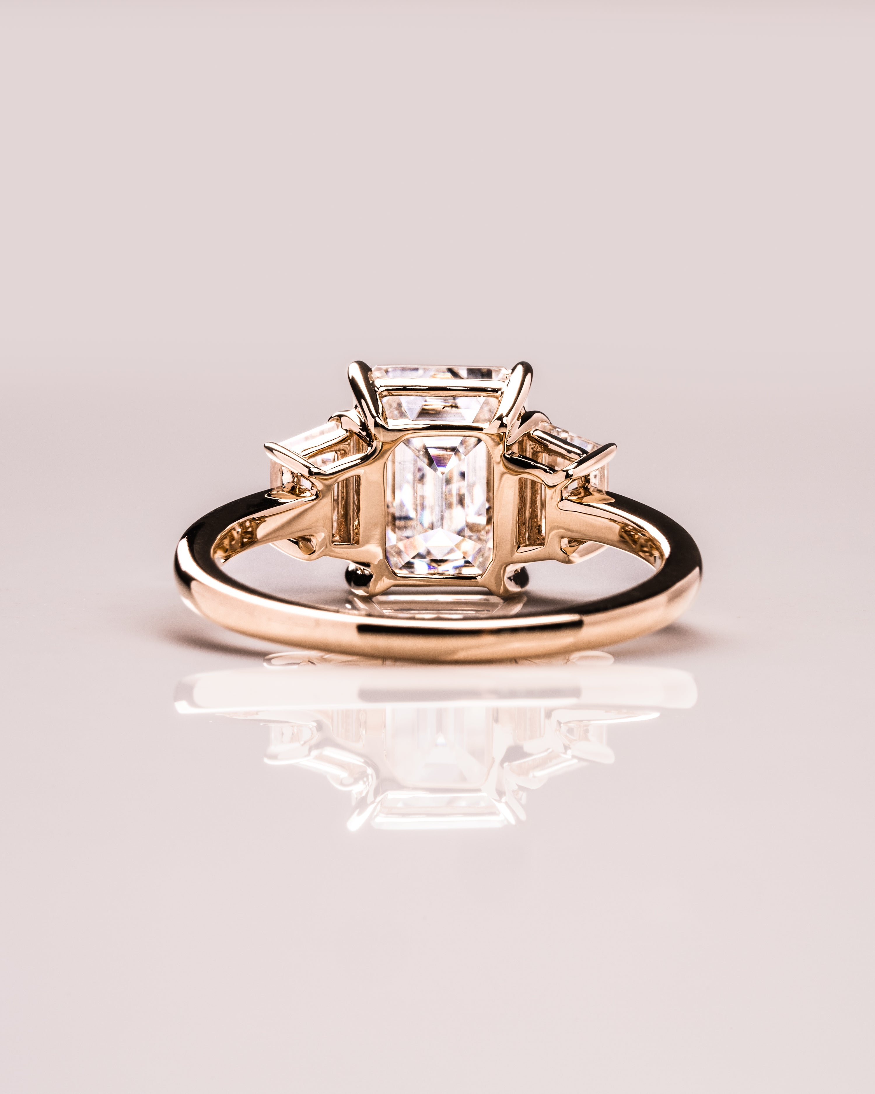 1.42-3.42 CT Emerald E/VS1 CVD Diamond Three Stones Engagement Ring - Camila Brown