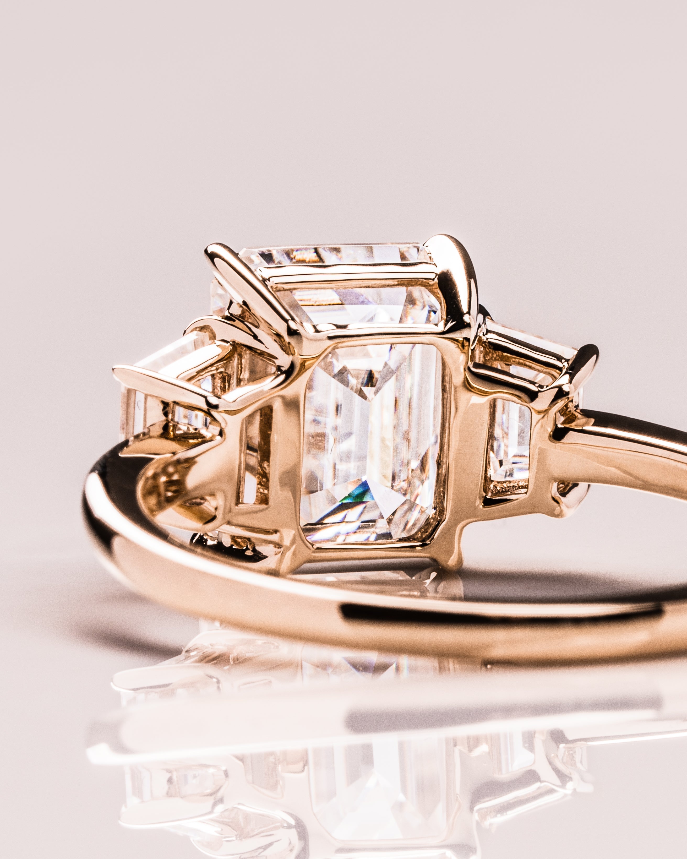 1.42-3.42 CT Emerald E/VS1 CVD Diamond Three Stones Engagement Ring - Camila Brown