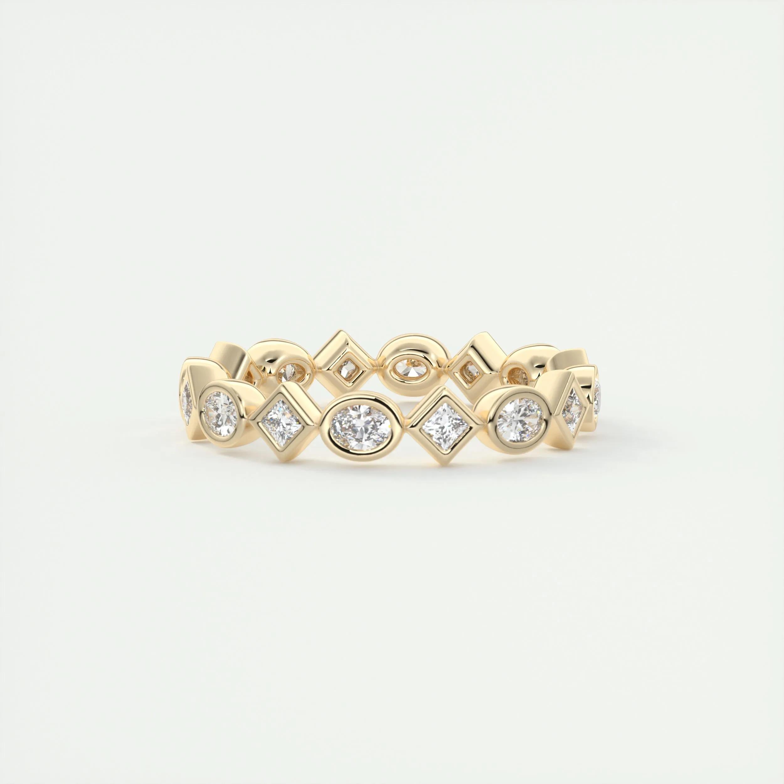 0.72 TCW Oval & Princess CVD Diamond Bezel Setting Wedding Band - Camila Brown