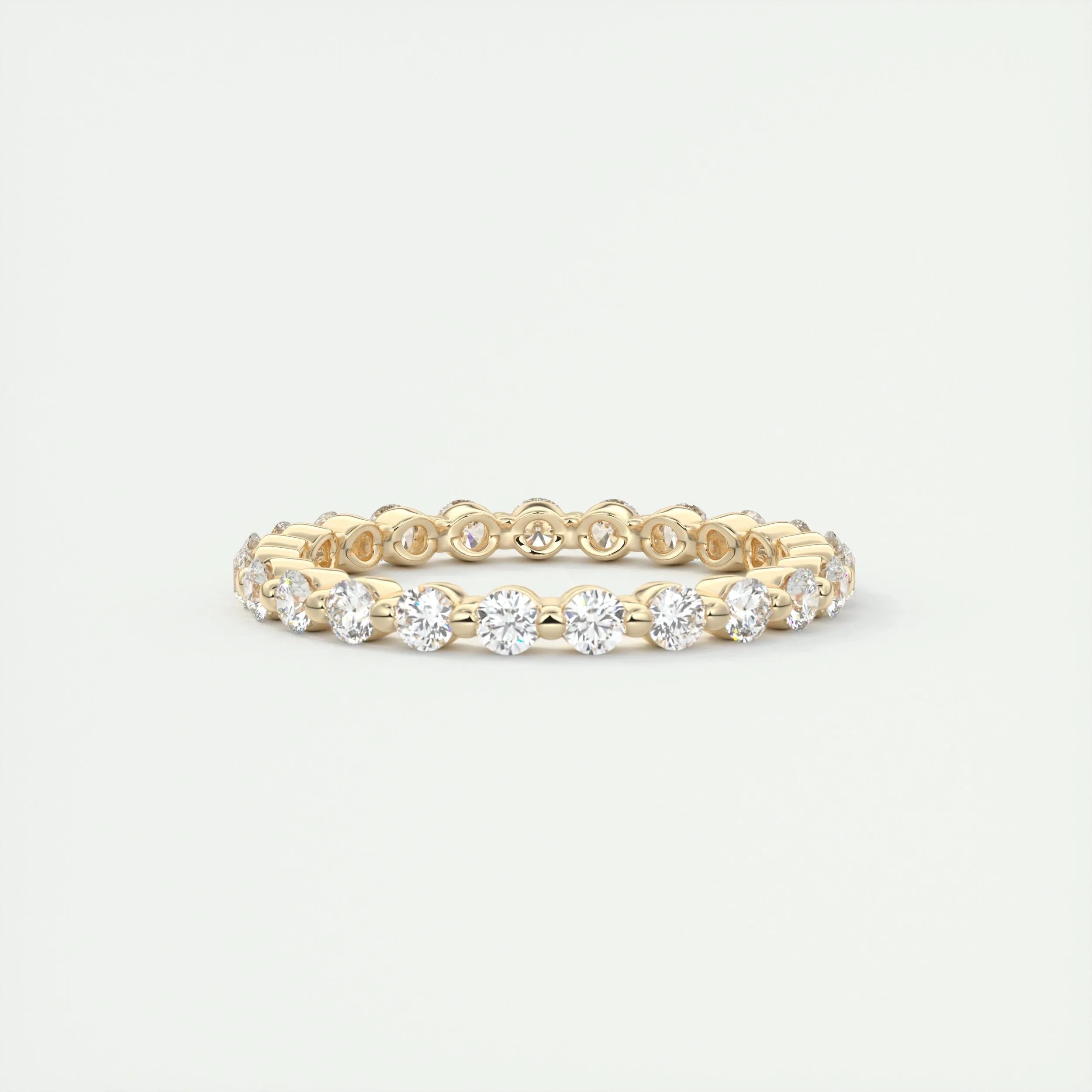 0.69 TCW Round CVD Diamond bubble prong Wedding Band - Camila Brown