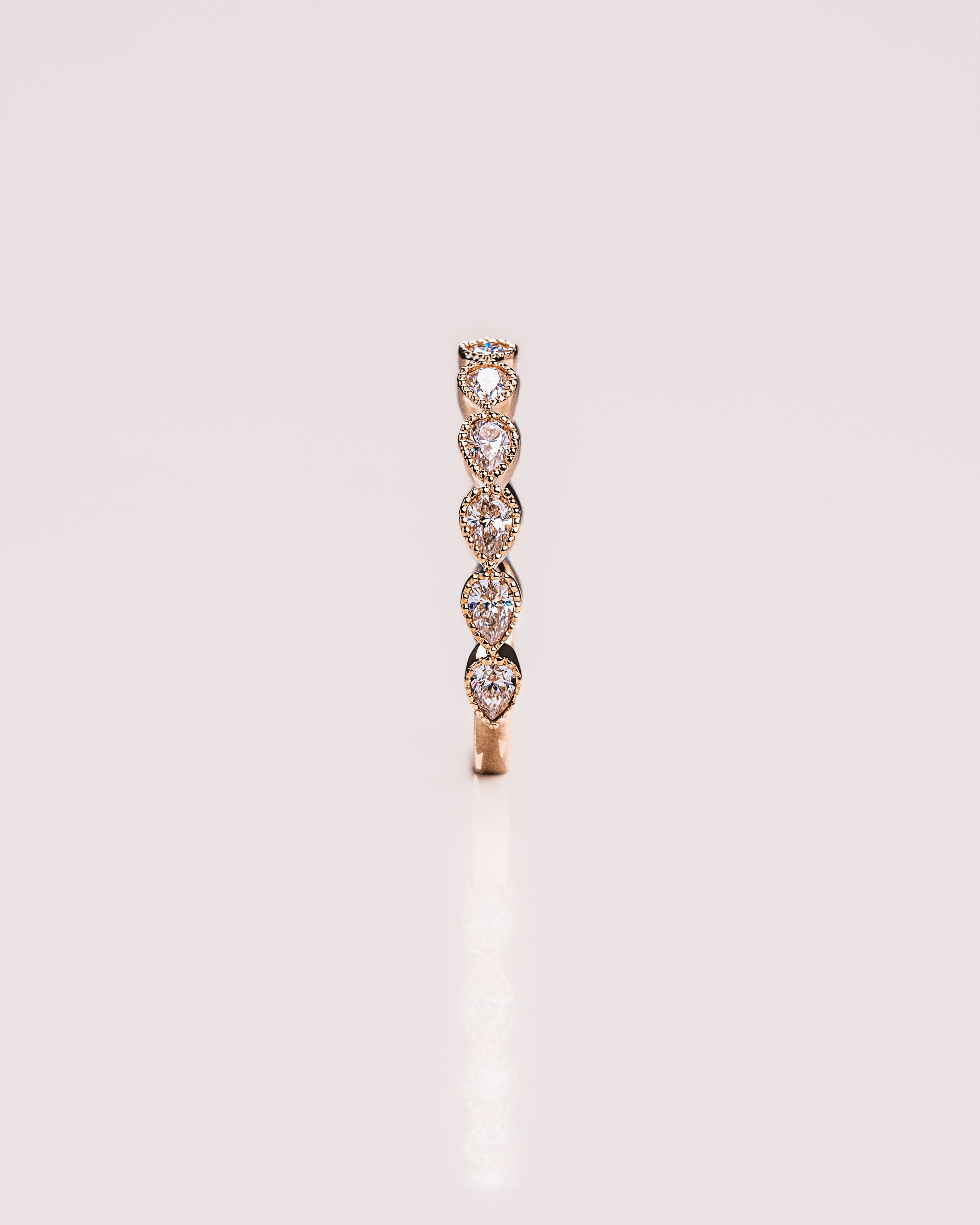 0.80 TCW Pear CVD Diamond Milgrain Style Wedding Band - Camila Brown