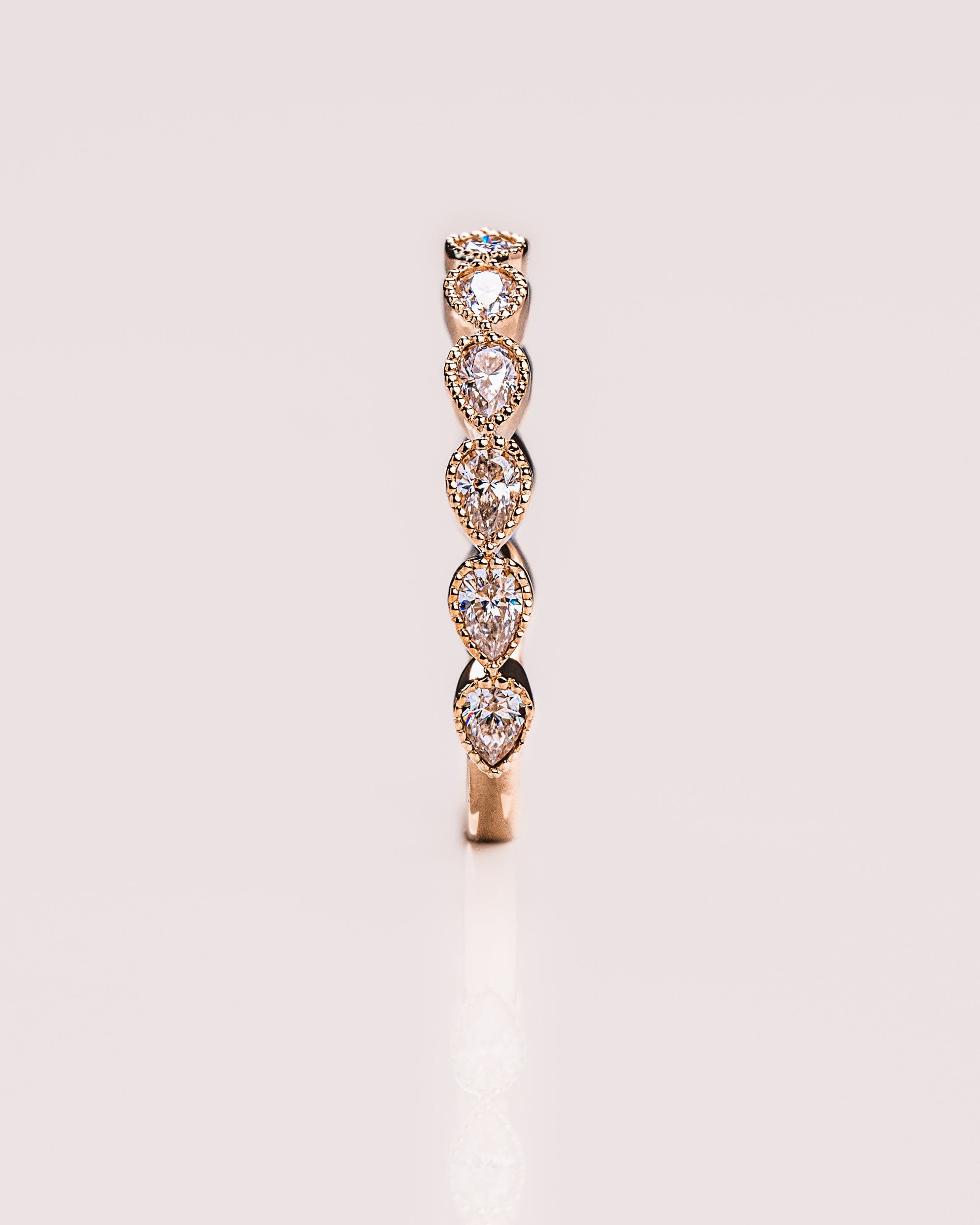 0.80 TCW Pear CVD Diamond Milgrain Style Wedding Band - Camila Brown
