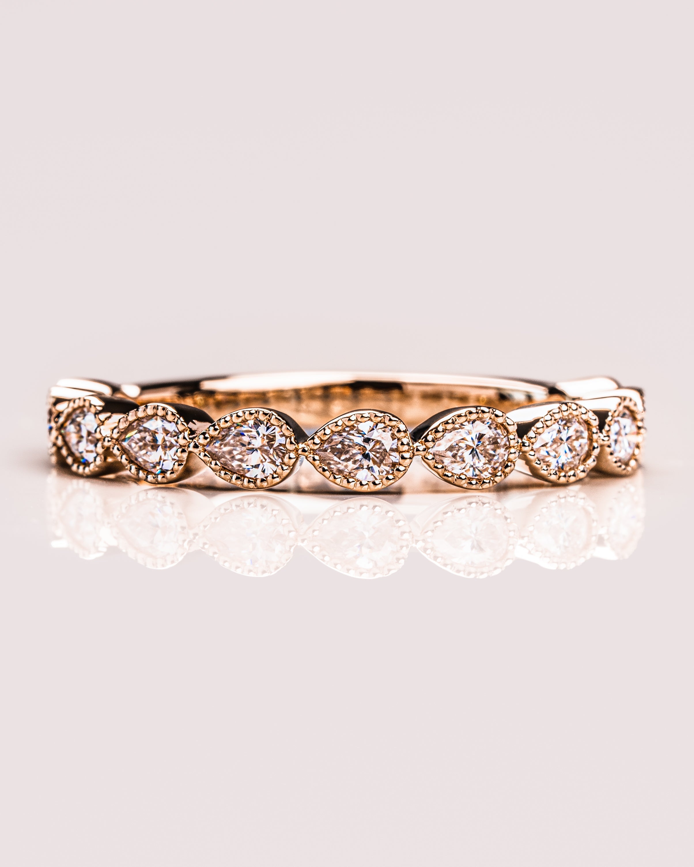 0.80 TCW Pear CVD Diamond Milgrain Style Wedding Band - Camila Brown