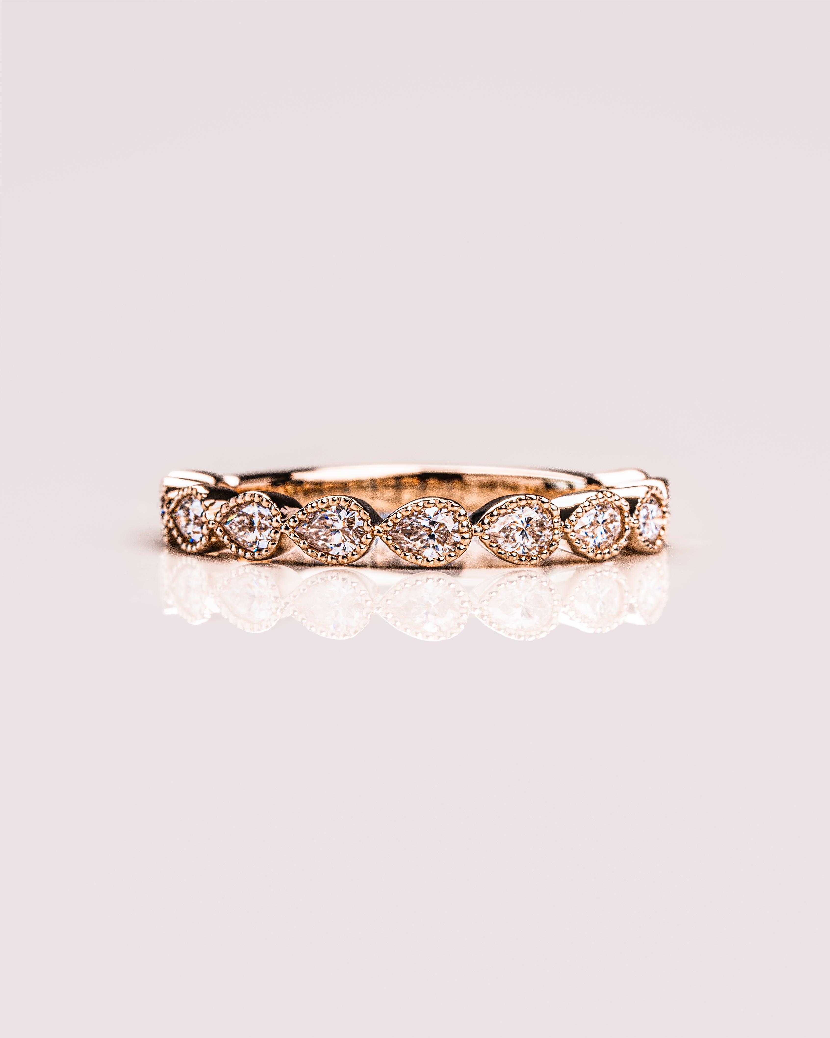 0.80 TCW Pear CVD Diamond Milgrain Style Wedding Band - Camila Brown