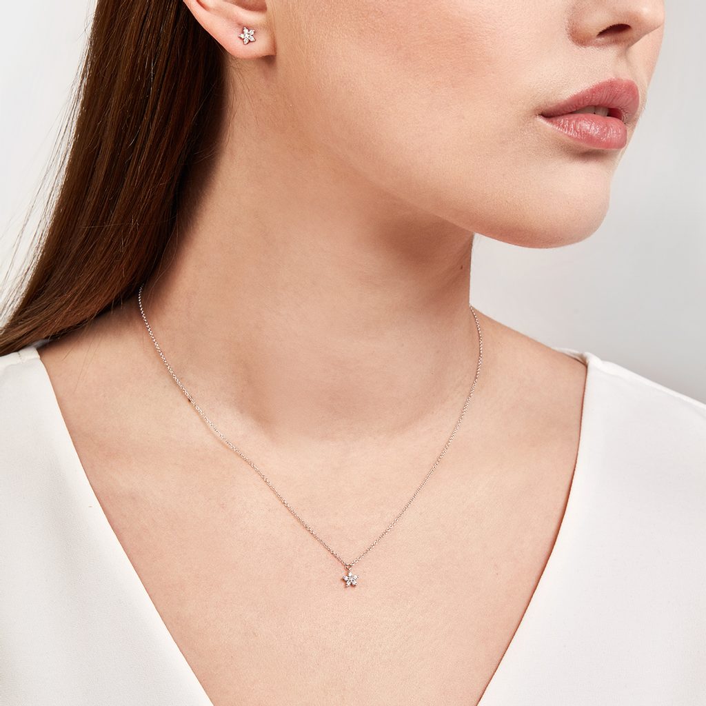0.10 TCW Round Moissanite Diamond Star Pendent Necklace - Camila Brown