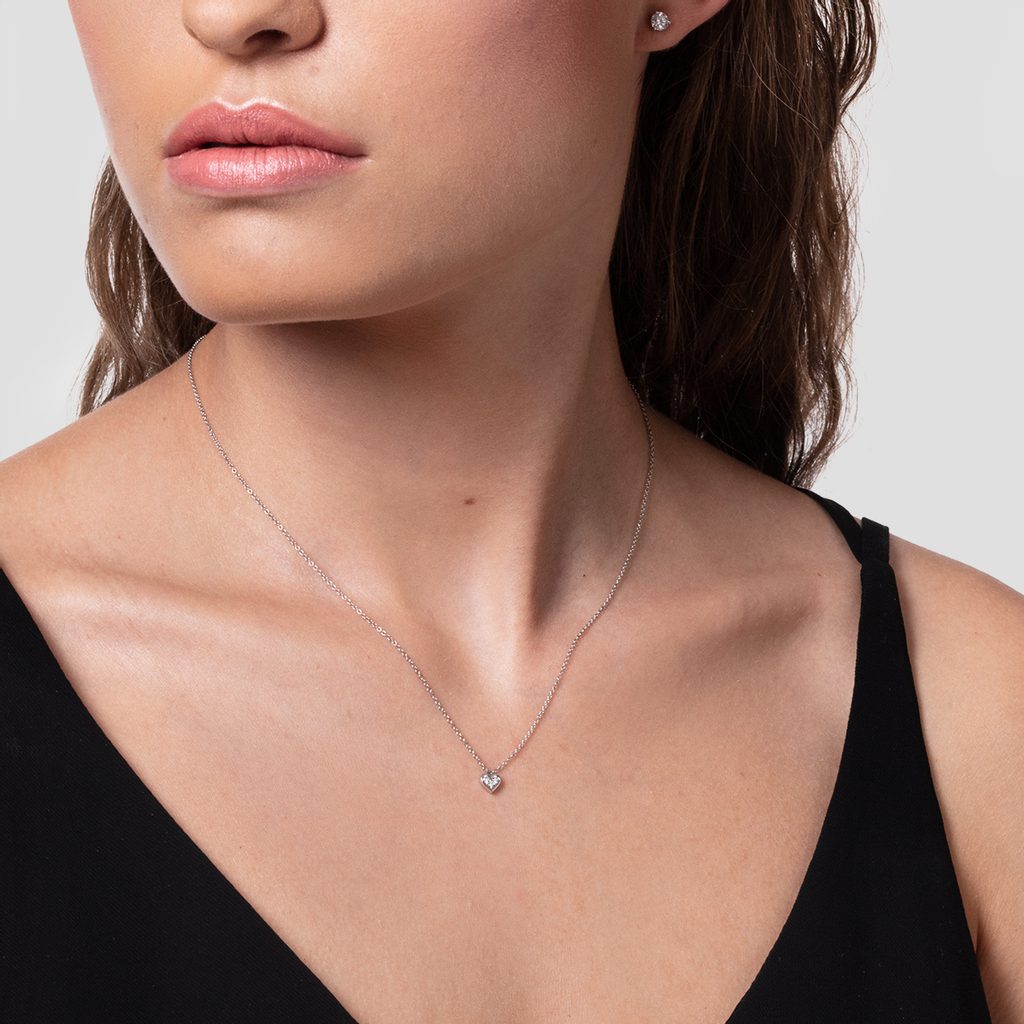 0.60 TCW Round Moissanite Diamond Heart Shaped Pendent Necklace - Camila Brown