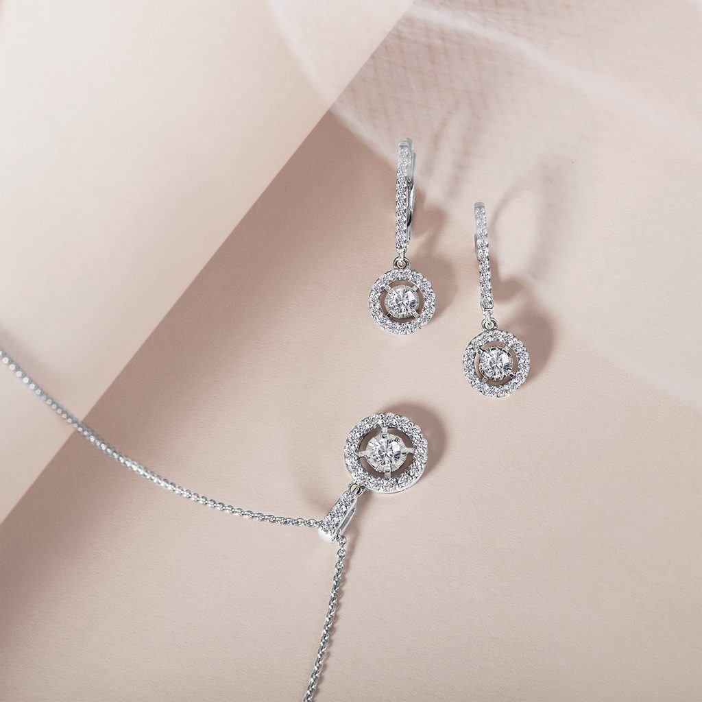 0.34 TCW Round Moissanite Diamond Halo Pendent Necklace - Camila Brown