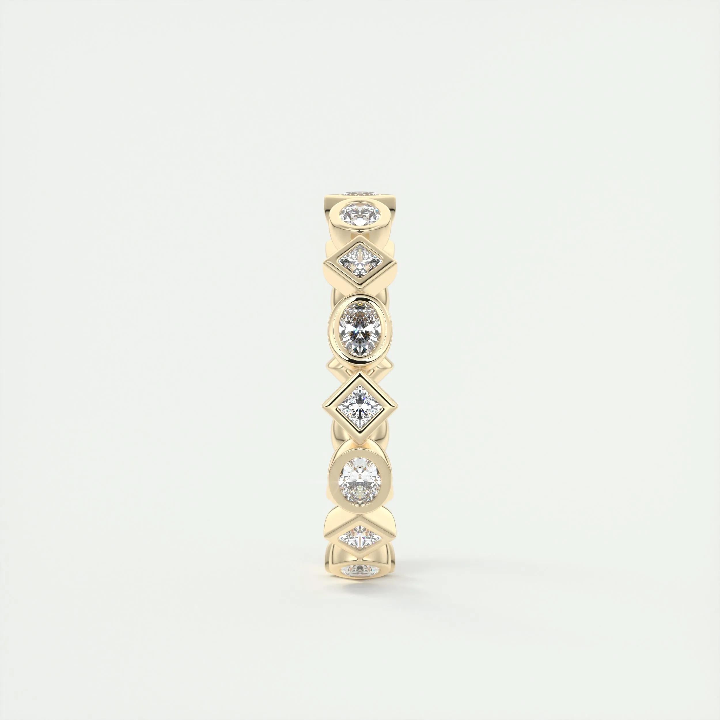 0.72 TCW Oval & Princess CVD Diamond Bezel Setting Wedding Band - Camila Brown
