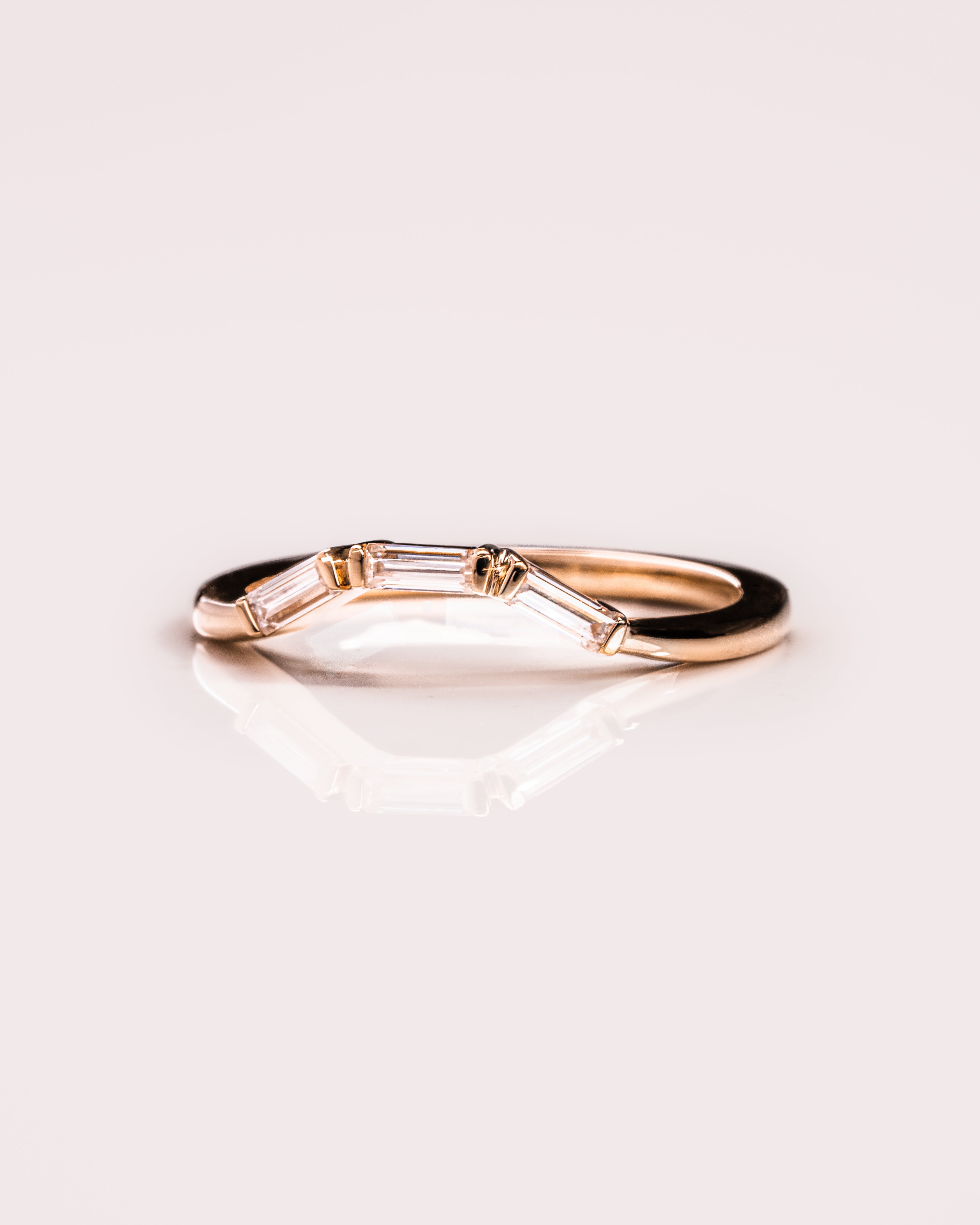 0.39 TCW Baguette CVD Diamond Curved Wedding Band - Camila Brown