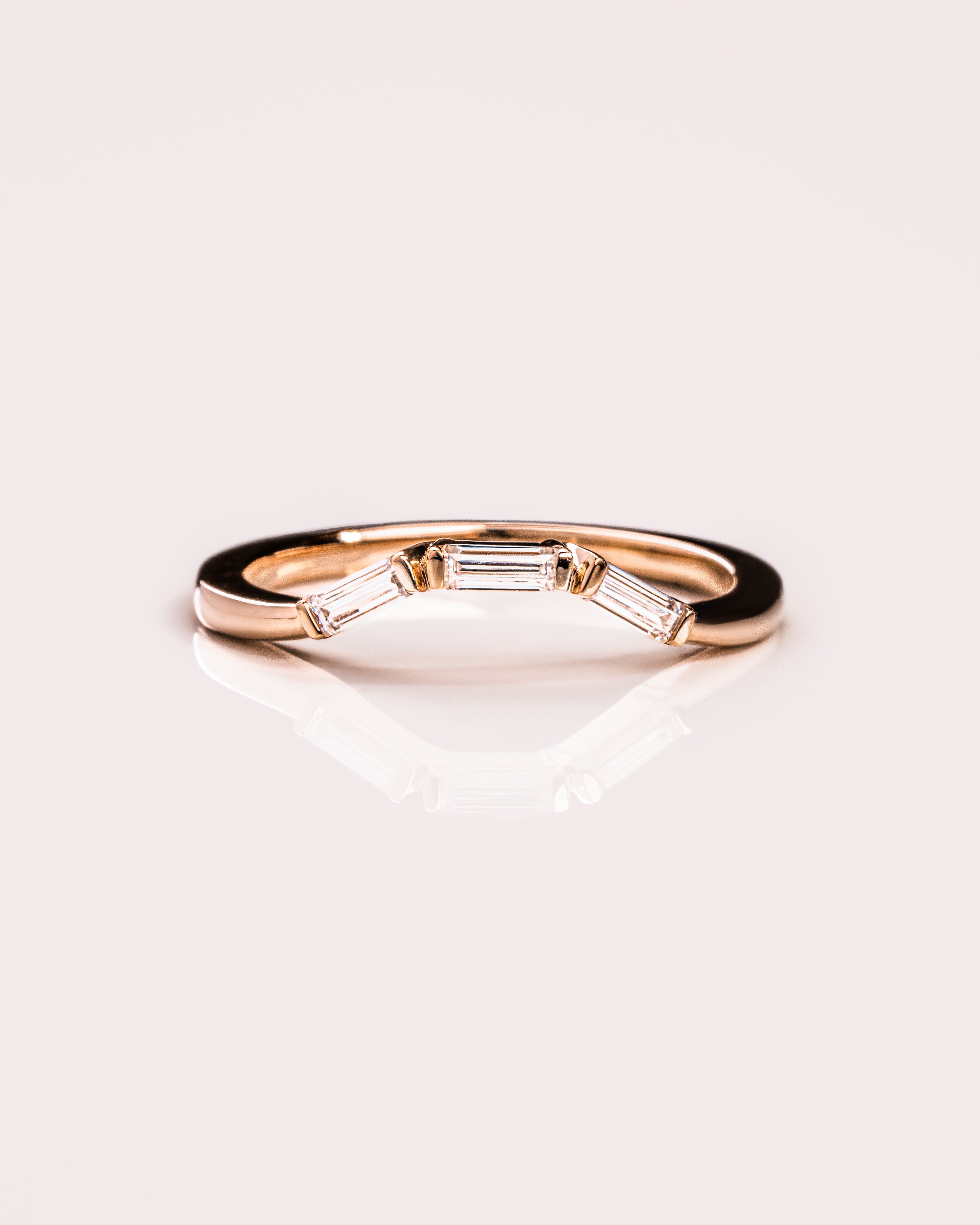 0.39 TCW Baguette CVD Diamond Curved Wedding Band - Camila Brown