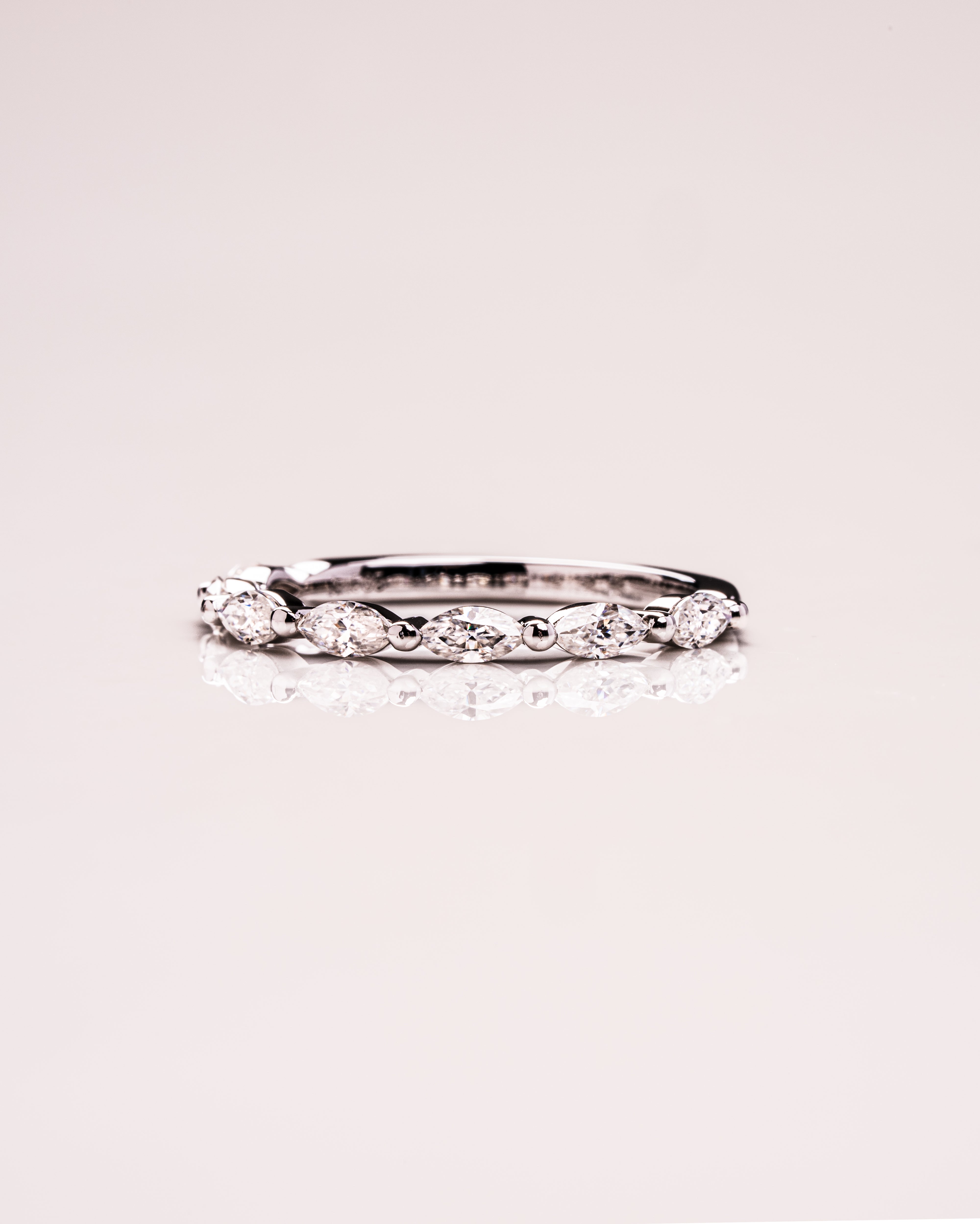 0.70 TCW Marquise CVD Diamond Half Eternity Bubble Prongs Wedding Band - Camila Brown