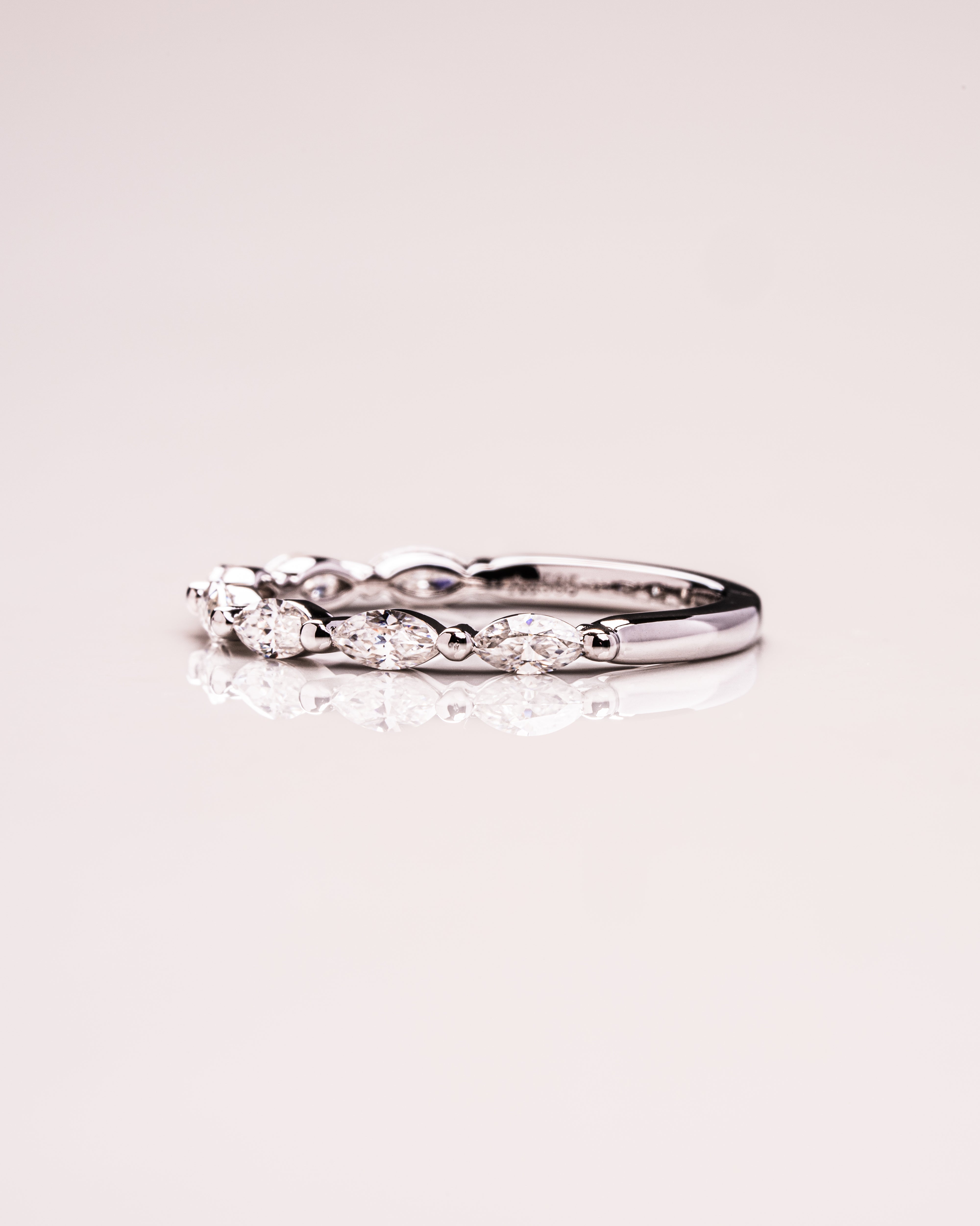 0.70 TCW Marquise CVD Diamond Half Eternity Bubble Prongs Wedding Band - Camila Brown