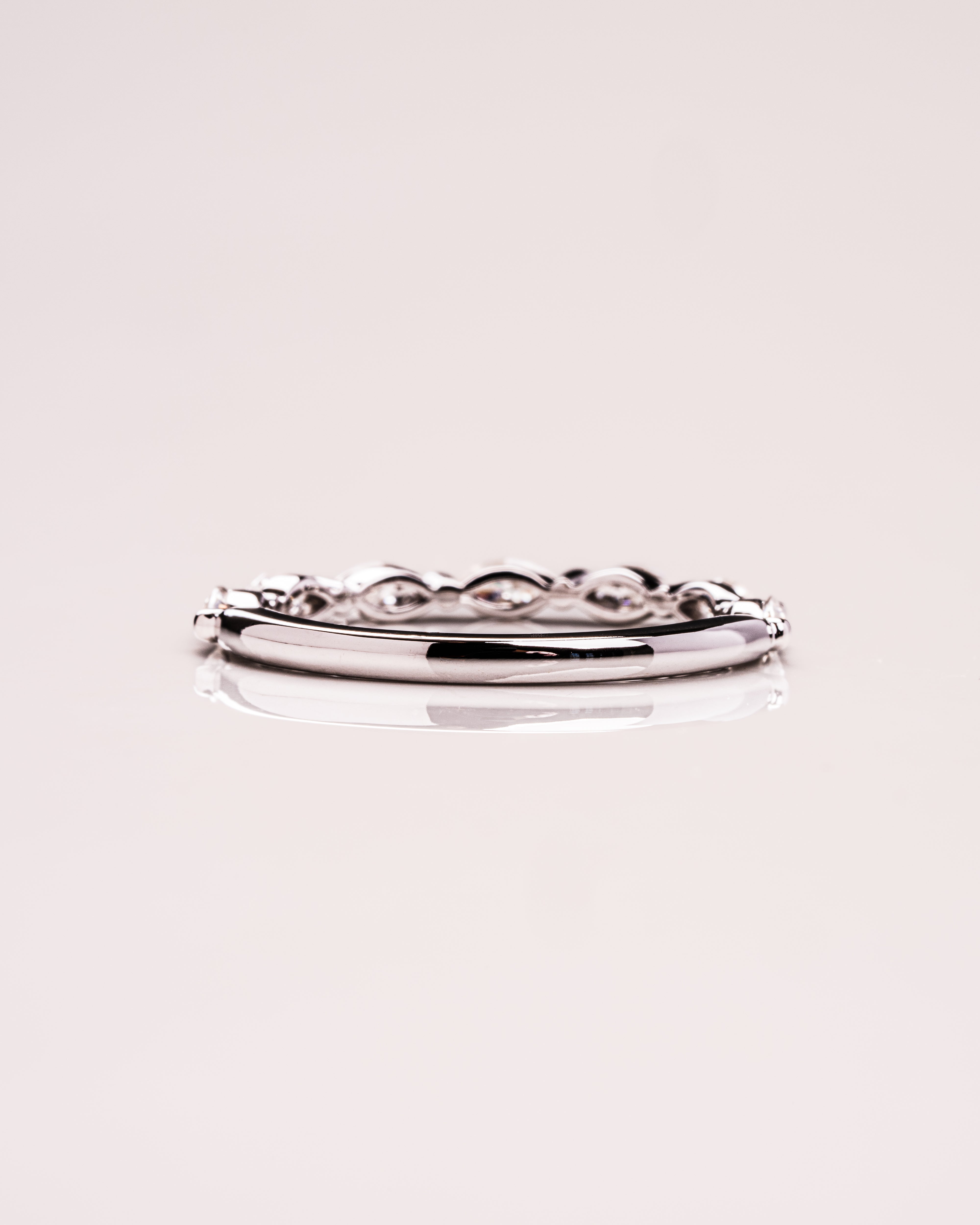 0.70 TCW Marquise CVD Diamond Half Eternity Bubble Prongs Wedding Band - Camila Brown
