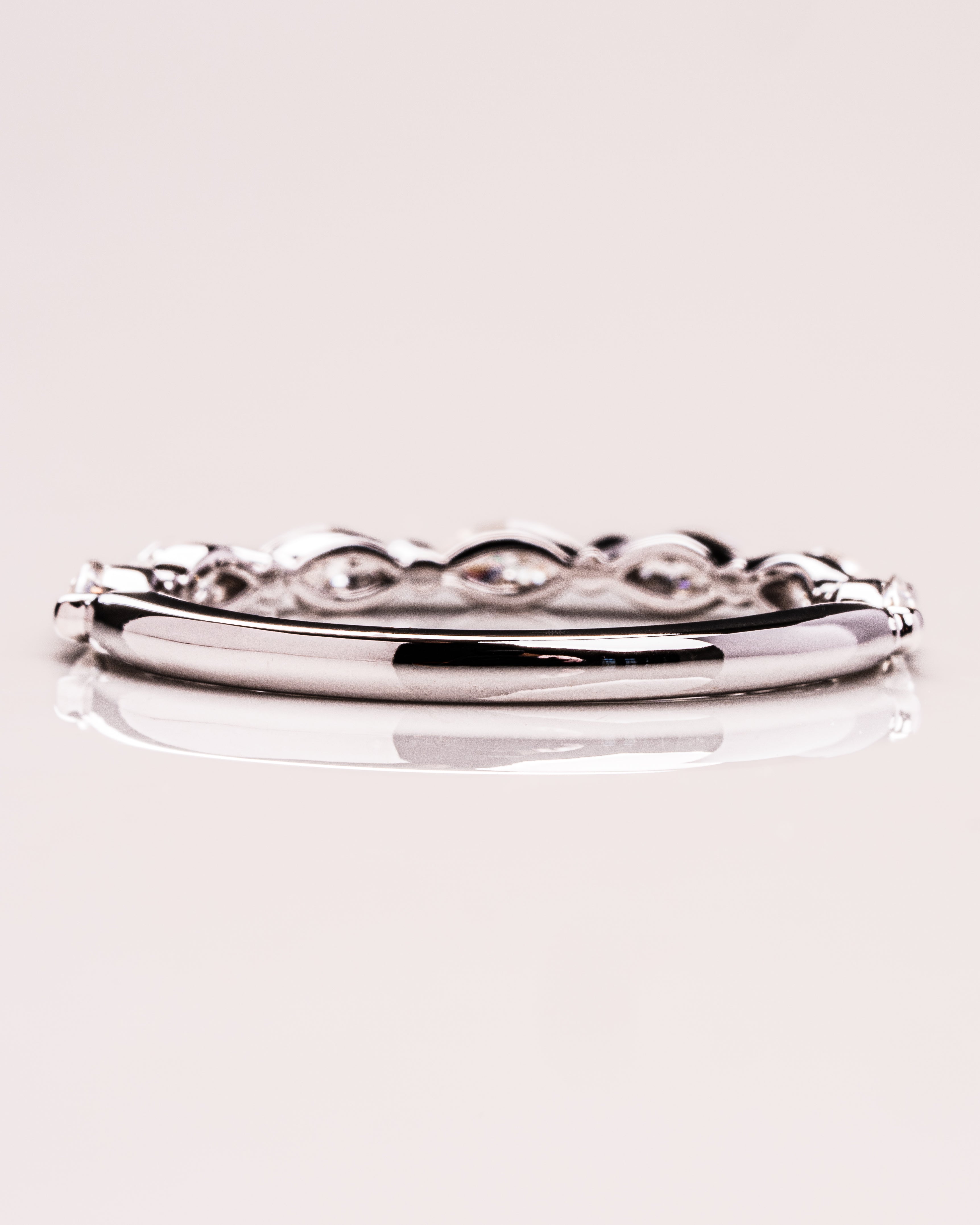 0.70 TCW Marquise CVD Diamond Half Eternity Bubble Prongs Wedding Band - Camila Brown