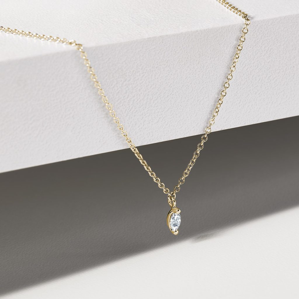 0.13 CT Marquise Moissanite Diamond Solitaire Pendent Necklace - Camila Brown