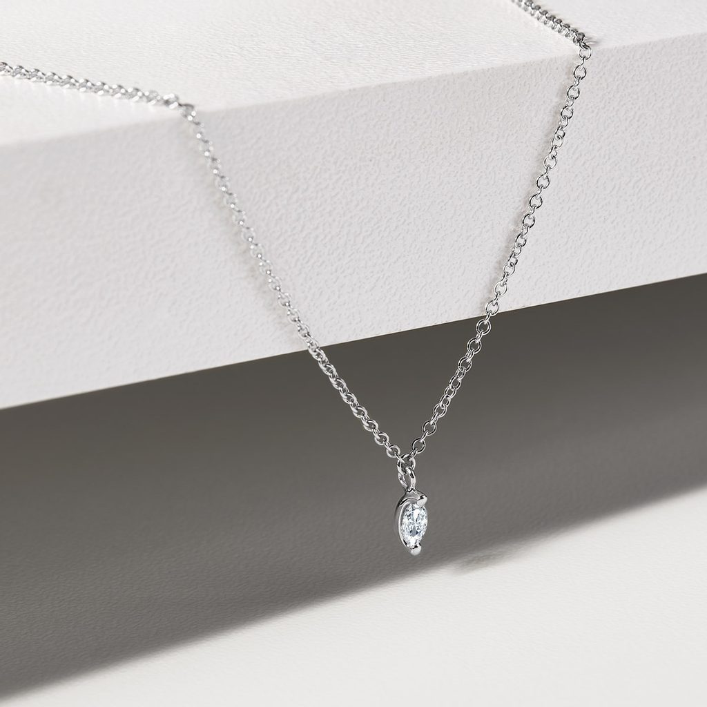 0.13 CT Marquise Moissanite Diamond Solitaire Pendent Necklace - Camila Brown