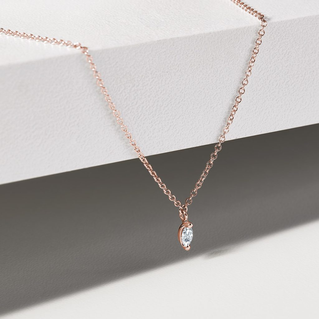0.13 CT Marquise Moissanite Diamond Solitaire Pendent Necklace - Camila Brown