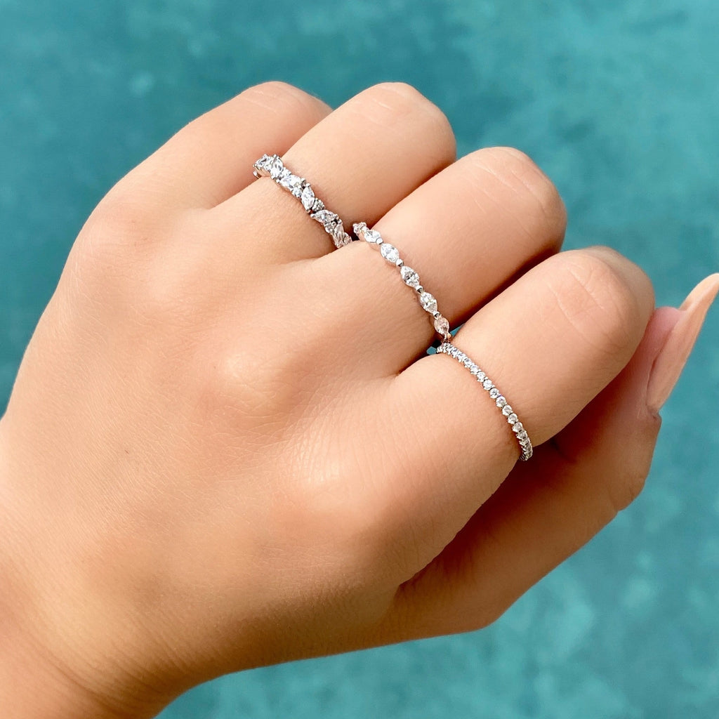 0.40 TCW Marquise CVD Diamond Bubble Prongs Setting Wedding Band - Camila Brown