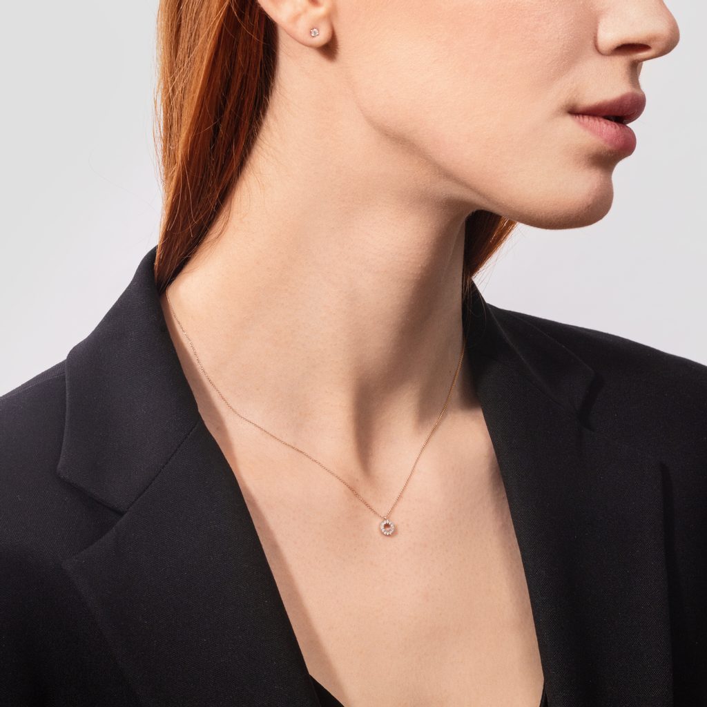 0.10 TCW Round Moissanite Diamond Circle Pendent Necklace - Camila Brown