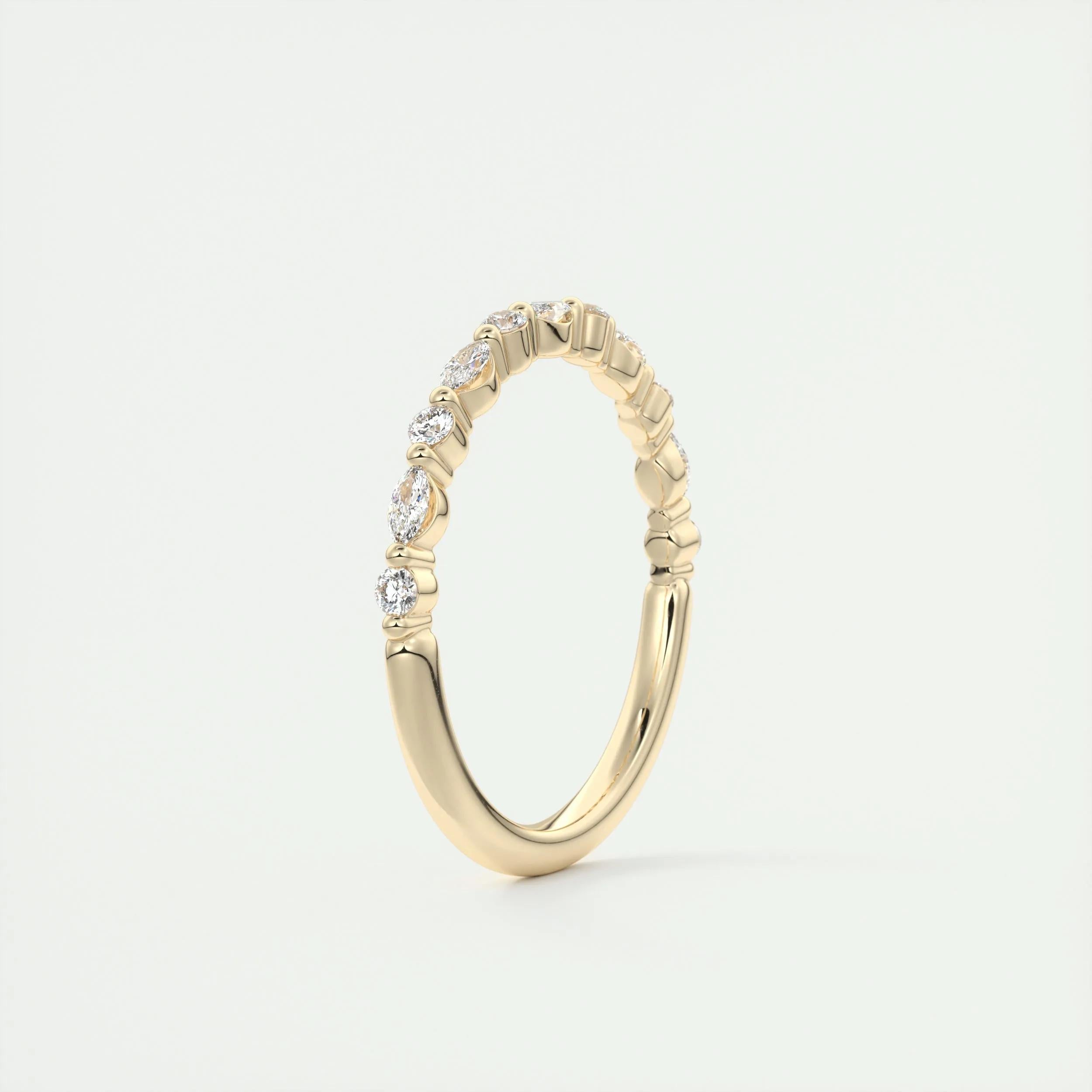 0.32 TCW Marquise & Round CVD Diamond Bubble Prongs Wedding Band - Camila Brown