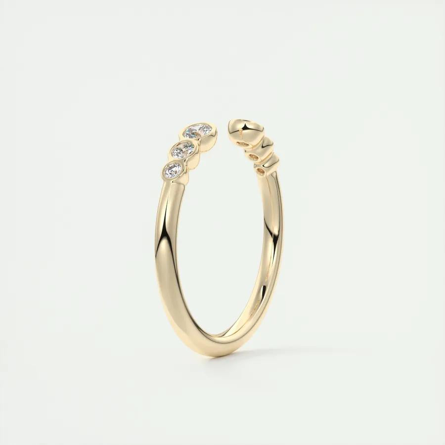 0.22 TCW Round CVD Diamond Bezel Open Wedding Band - Camila Brown