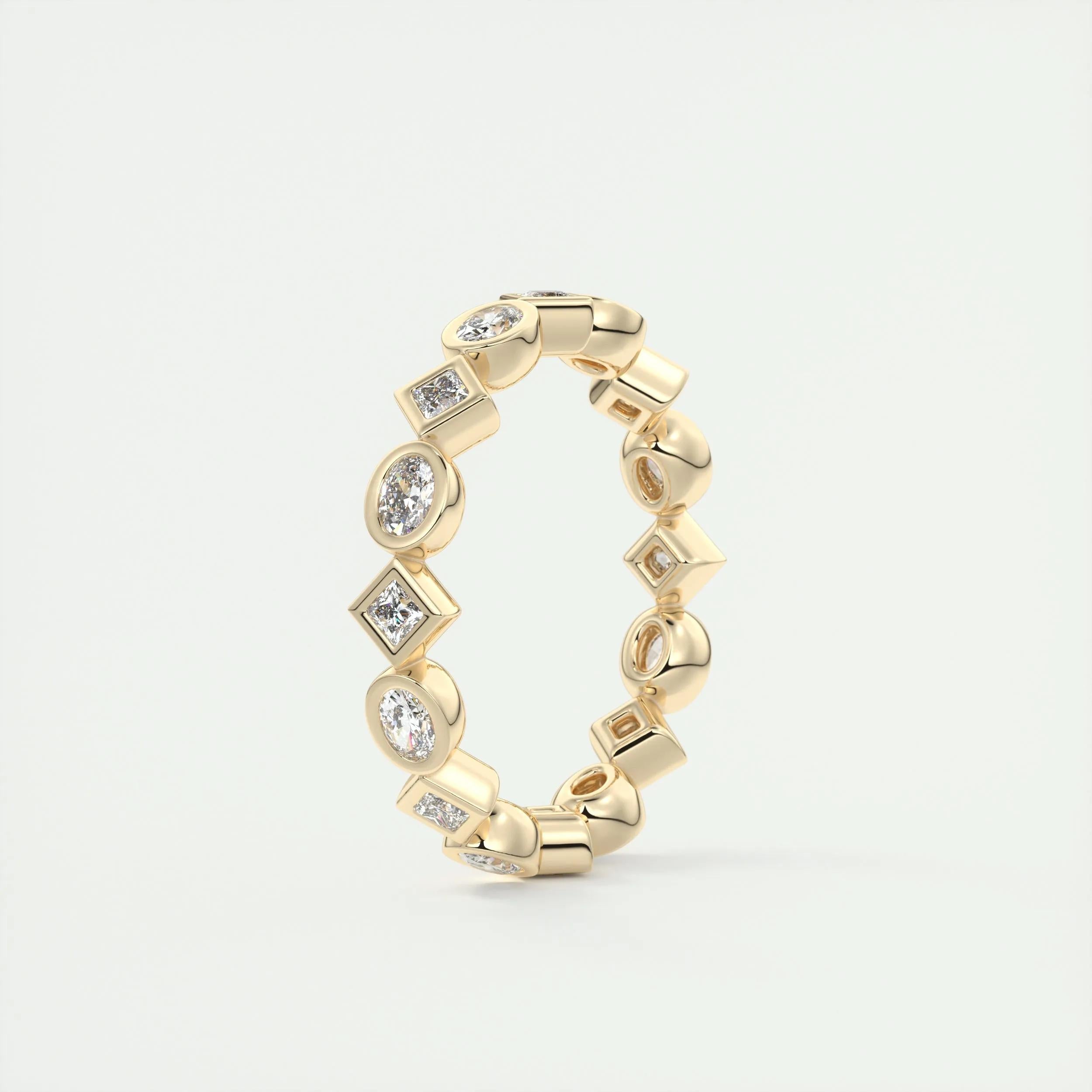 0.72 TCW Oval & Princess CVD Diamond Bezel Setting Wedding Band - Camila Brown