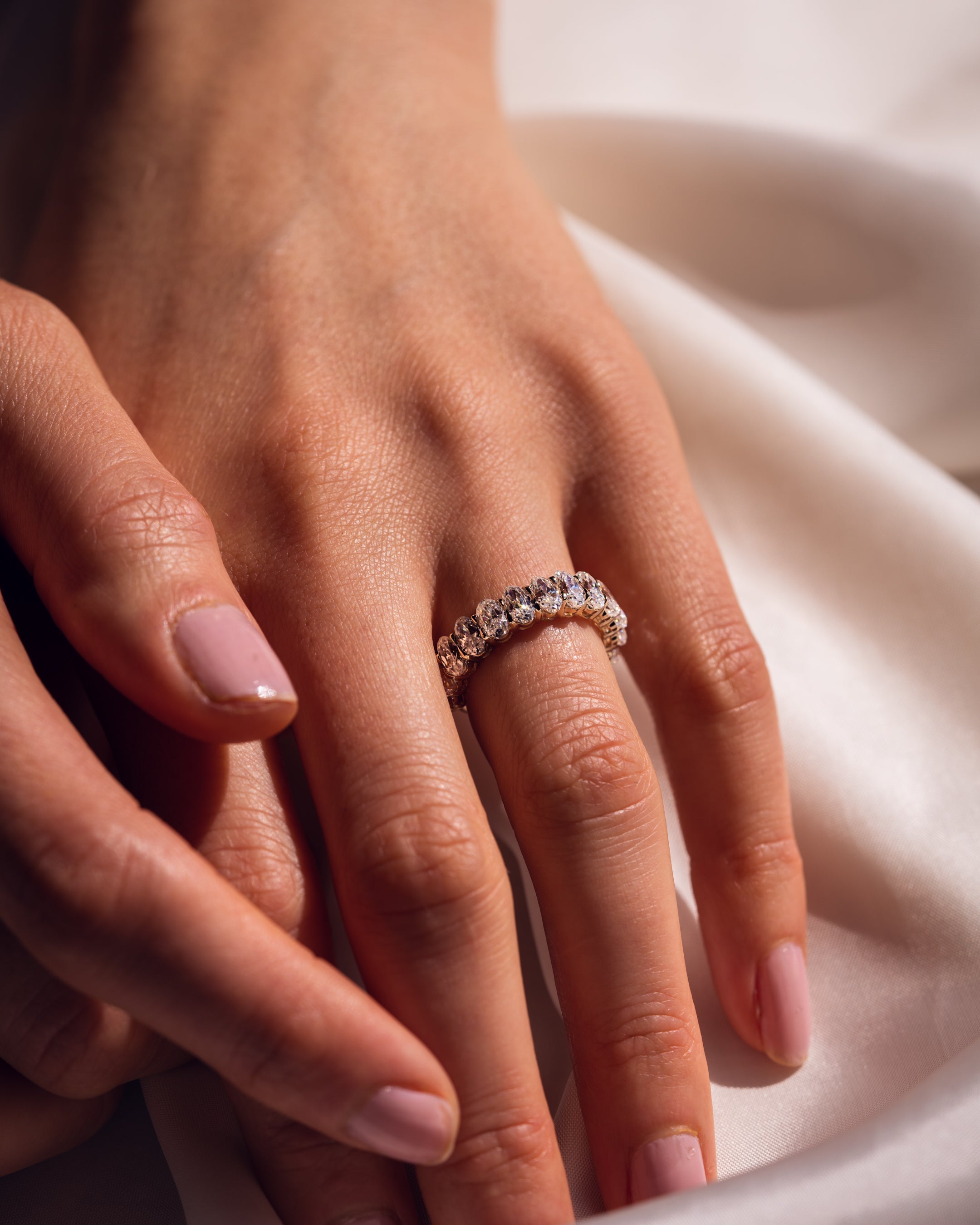 3.45 TCW Oval CVD Diamond Half Eternity Wedding Band - Camila Brown