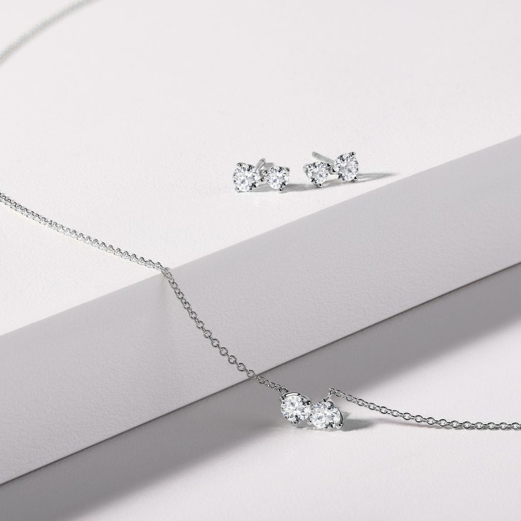 0.35 TCW Round Moissanite Diamond Two Stones Pendent Necklace - Camila Brown