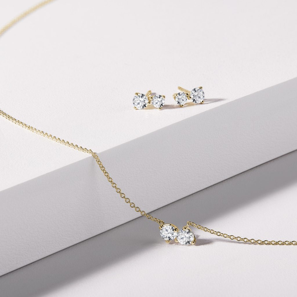 0.35 TCW Round Moissanite Diamond Two Stones Pendent Necklace - Camila Brown