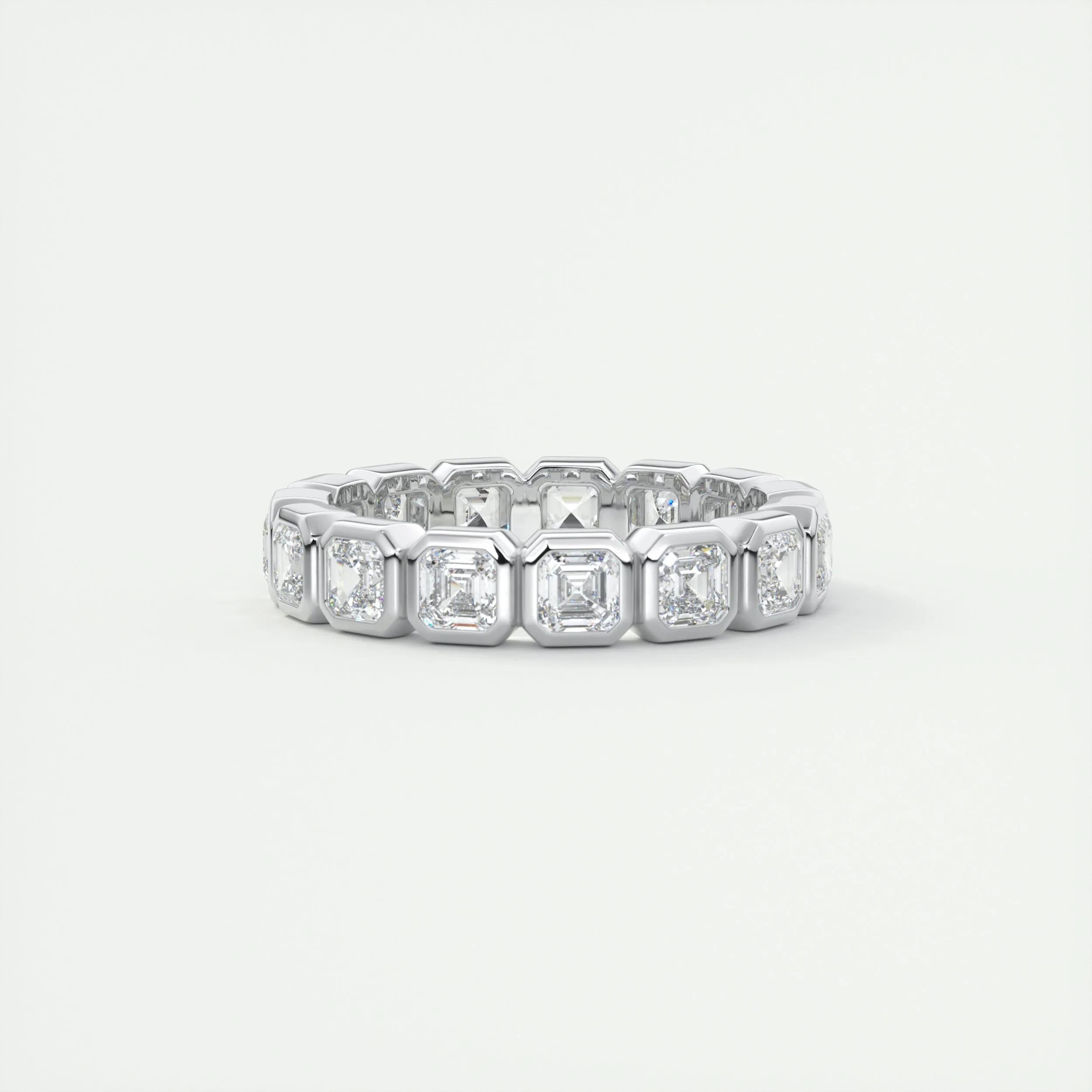 2.25 TCW Asscher CVD Diamond Bezel Wedding Band - Camila Brown