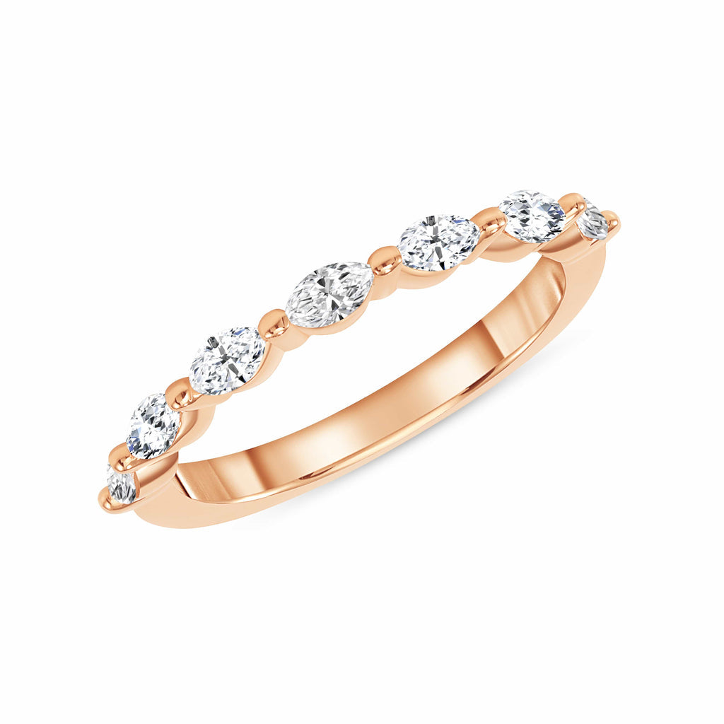 0.40 TCW Marquise CVD Diamond Bubble Prongs Setting Wedding Band - Camila Brown