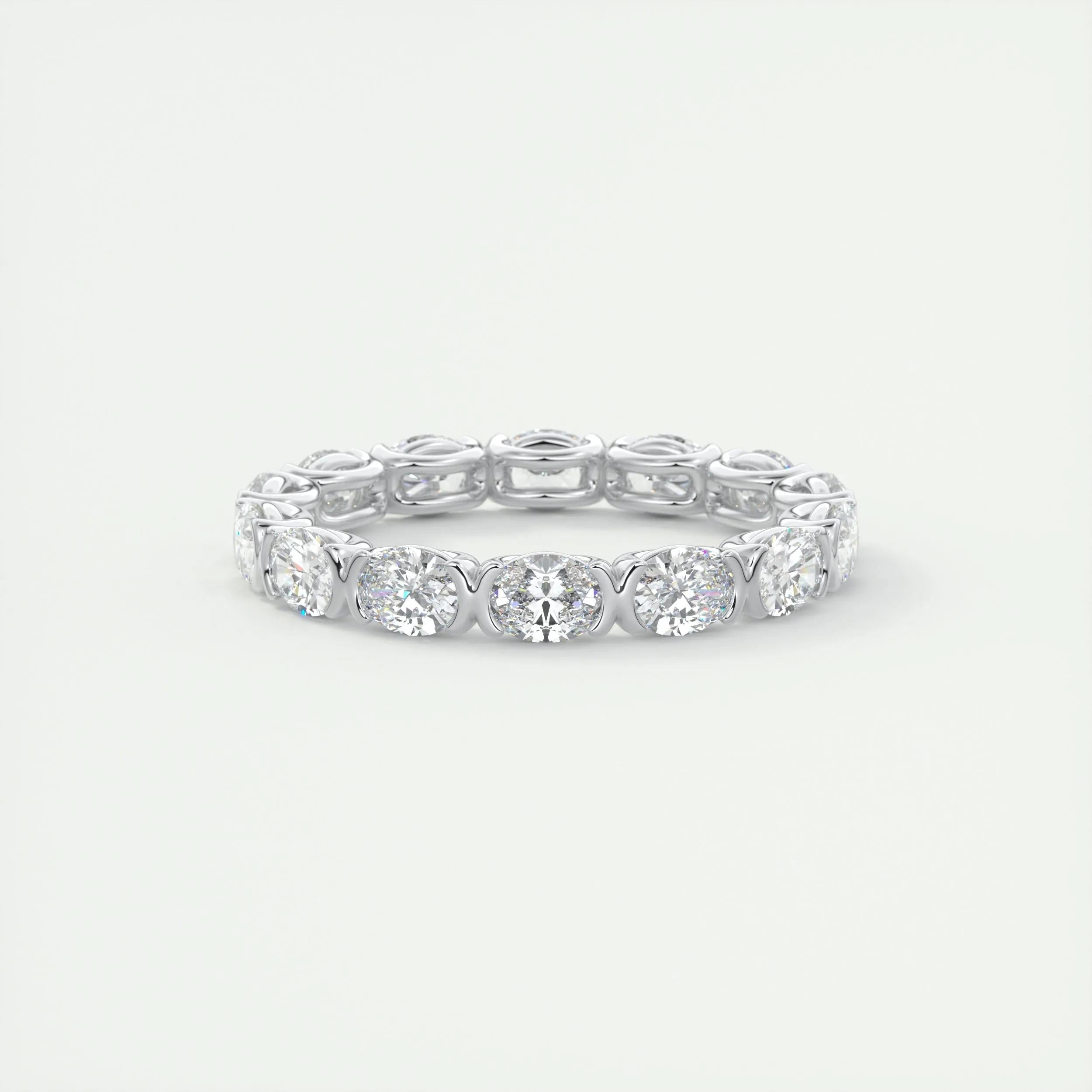 2.25 TCW Oval CVD Diamond Half Bezel Wedding Band - Camila Brown