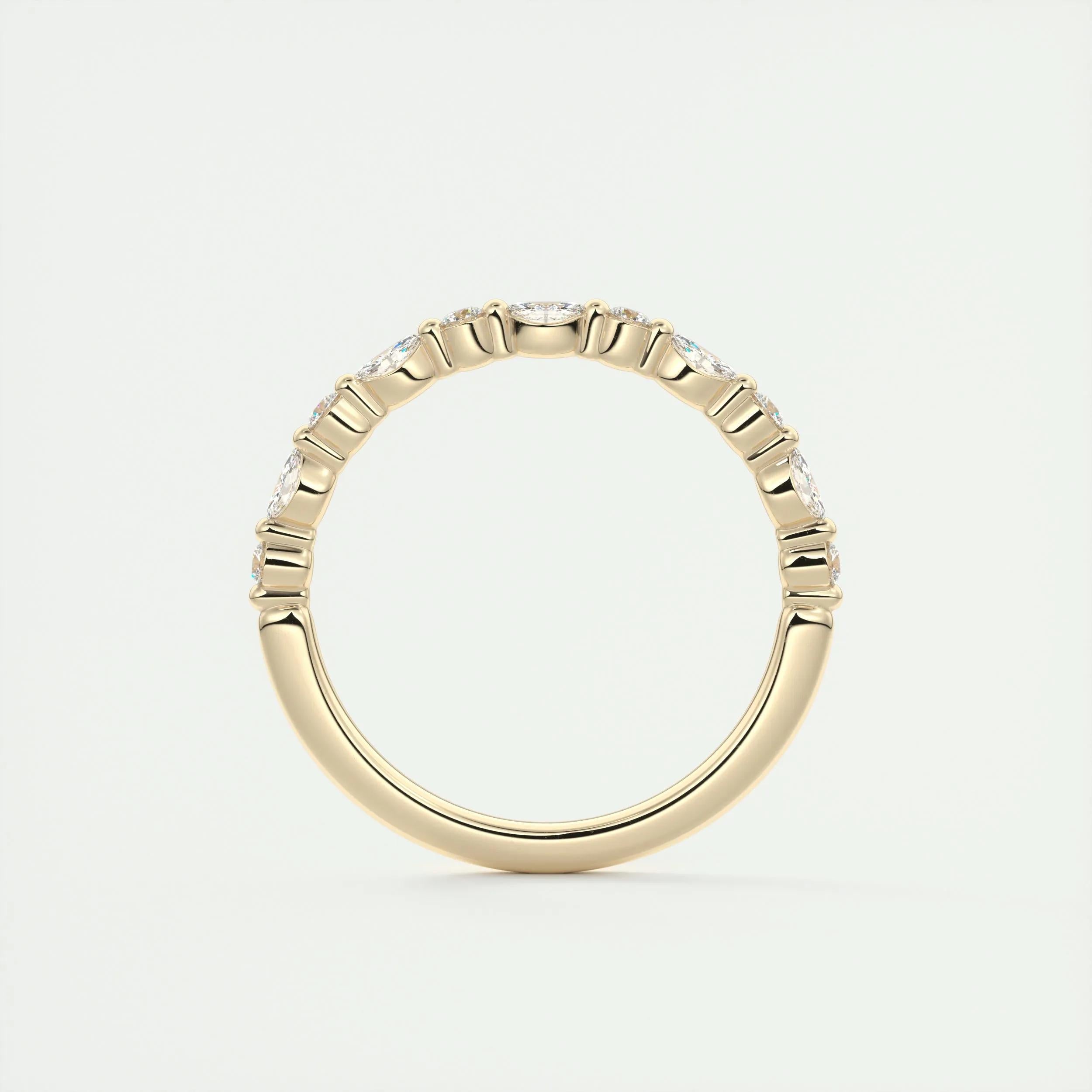 0.32 TCW Marquise & Round CVD Diamond Bubble Prongs Wedding Band - Camila Brown