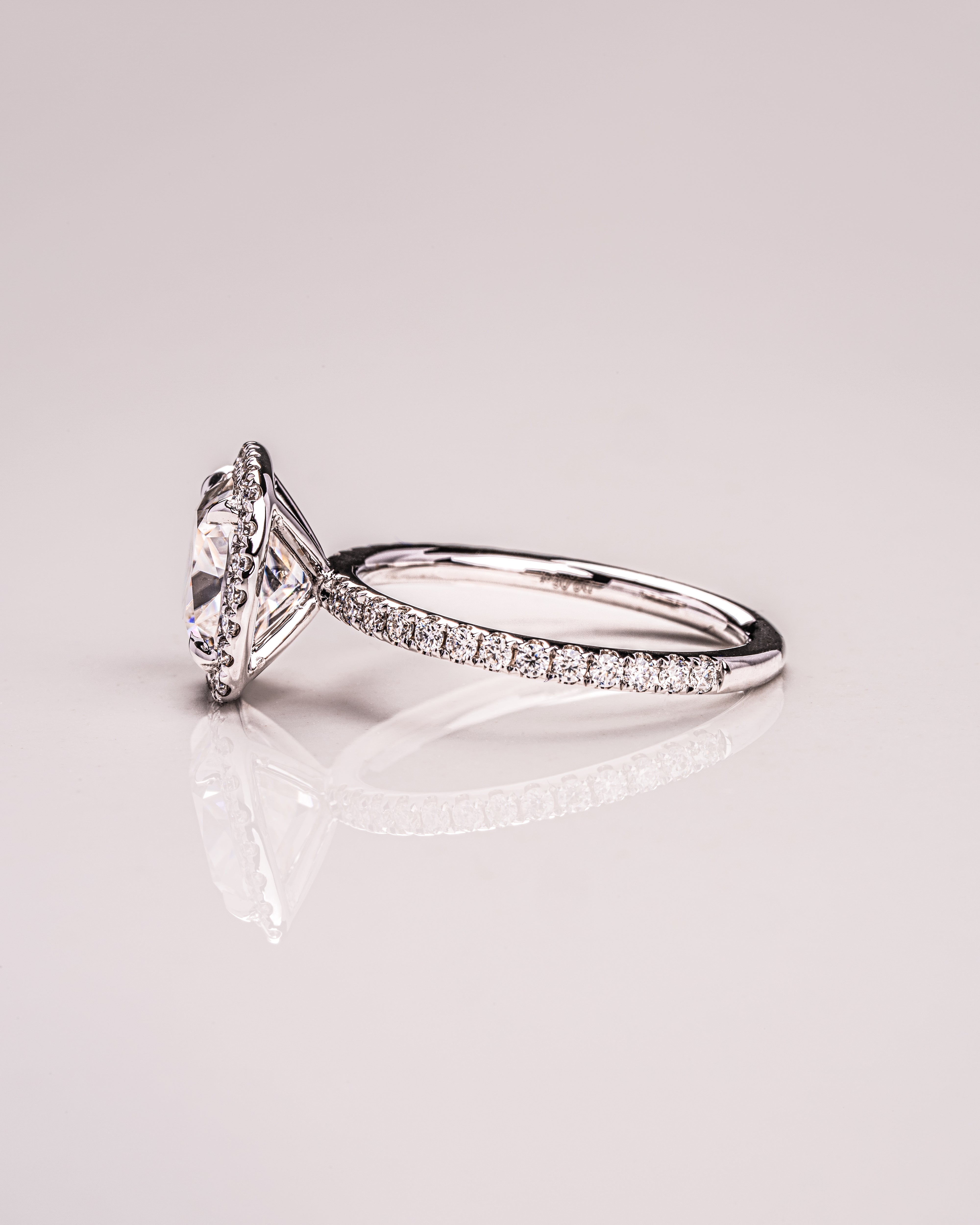 1.80 - 3.80 CT Cushion F/VS1 CVD Diamond Halo Pave Setting Engagement Ring - Camila Brown