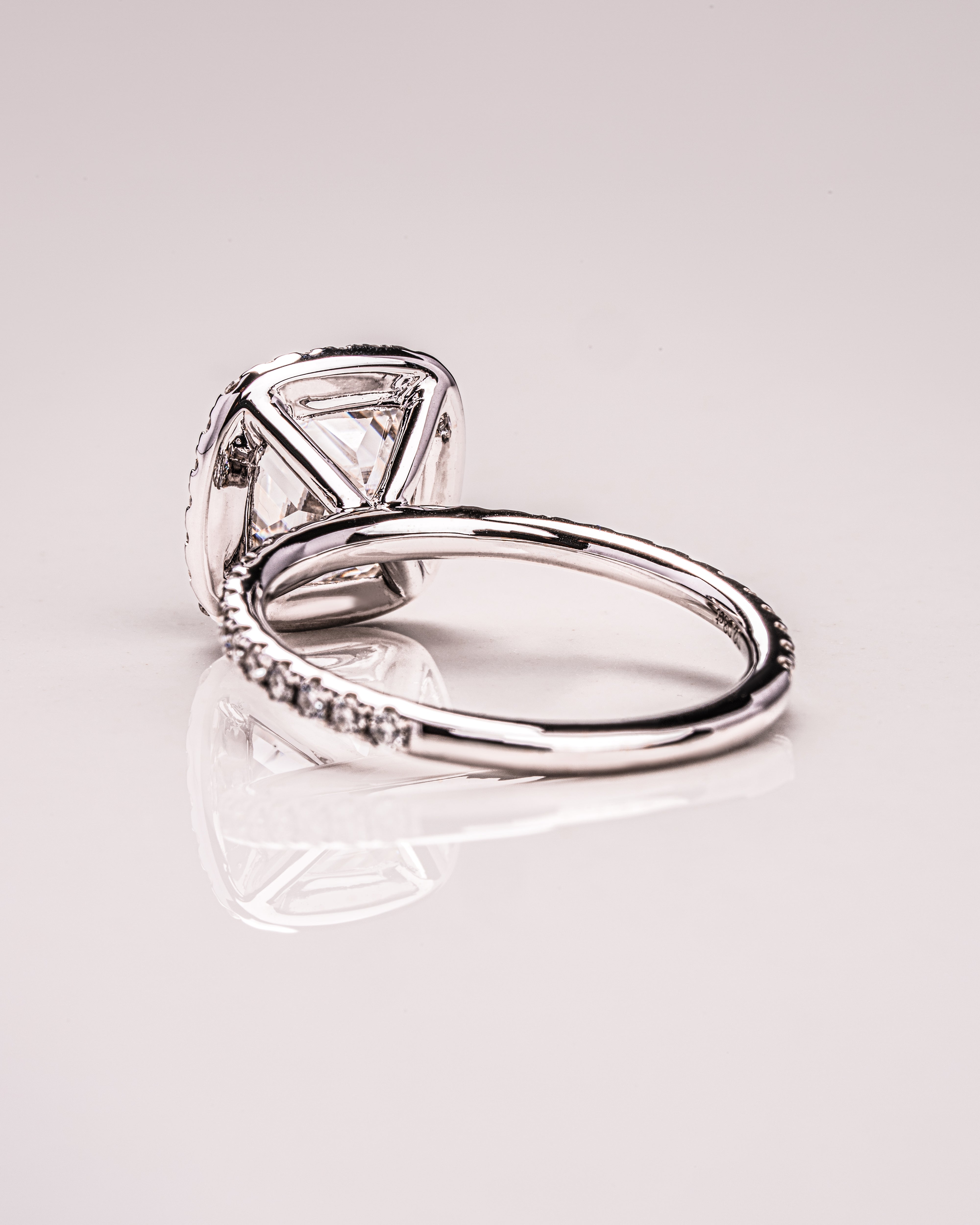 1.80 - 3.80 CT Cushion F/VS1 CVD Diamond Halo Pave Setting Engagement Ring - Camila Brown