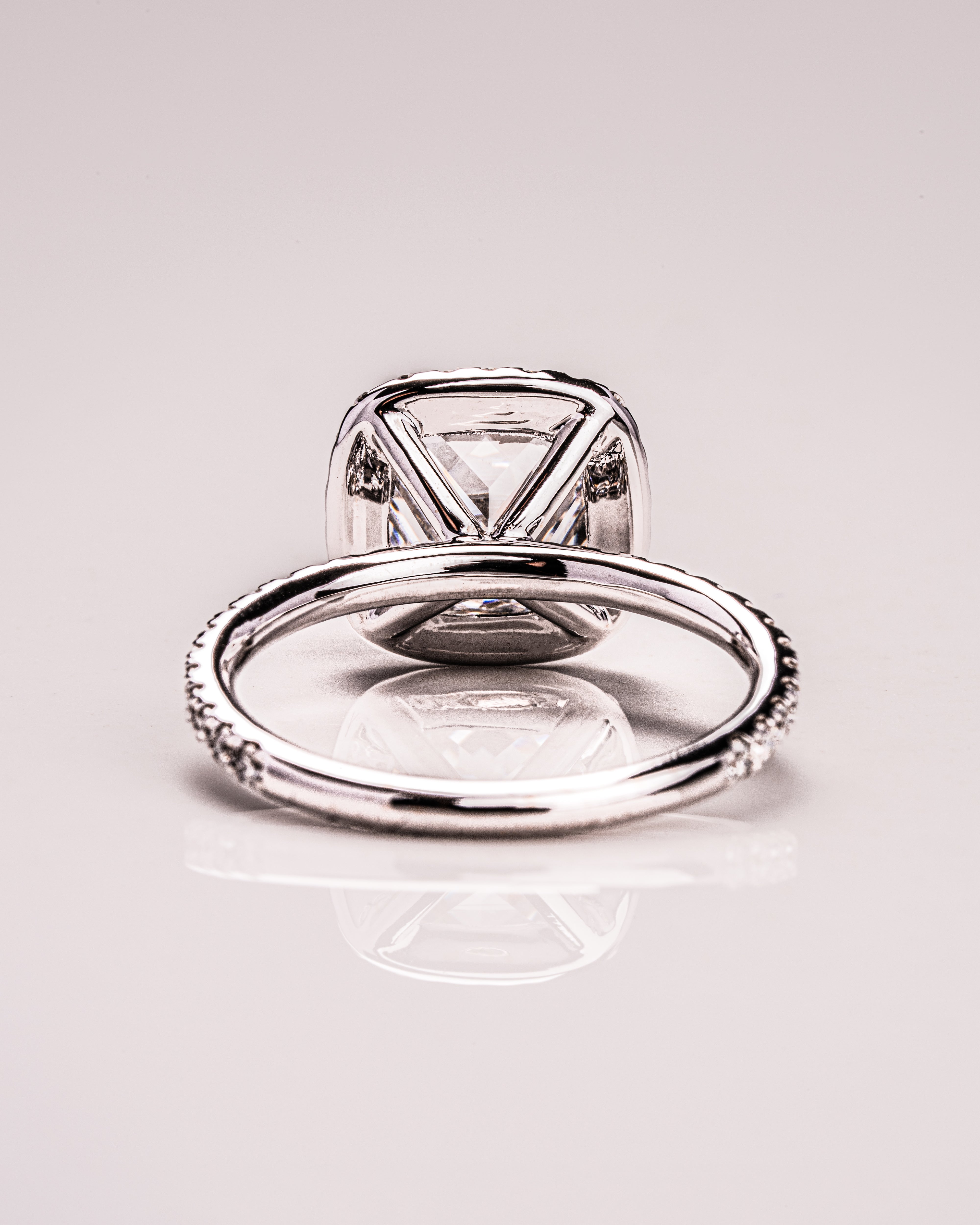 1.80 - 3.80 CT Cushion F/VS1 CVD Diamond Halo Pave Setting Engagement Ring - Camila Brown
