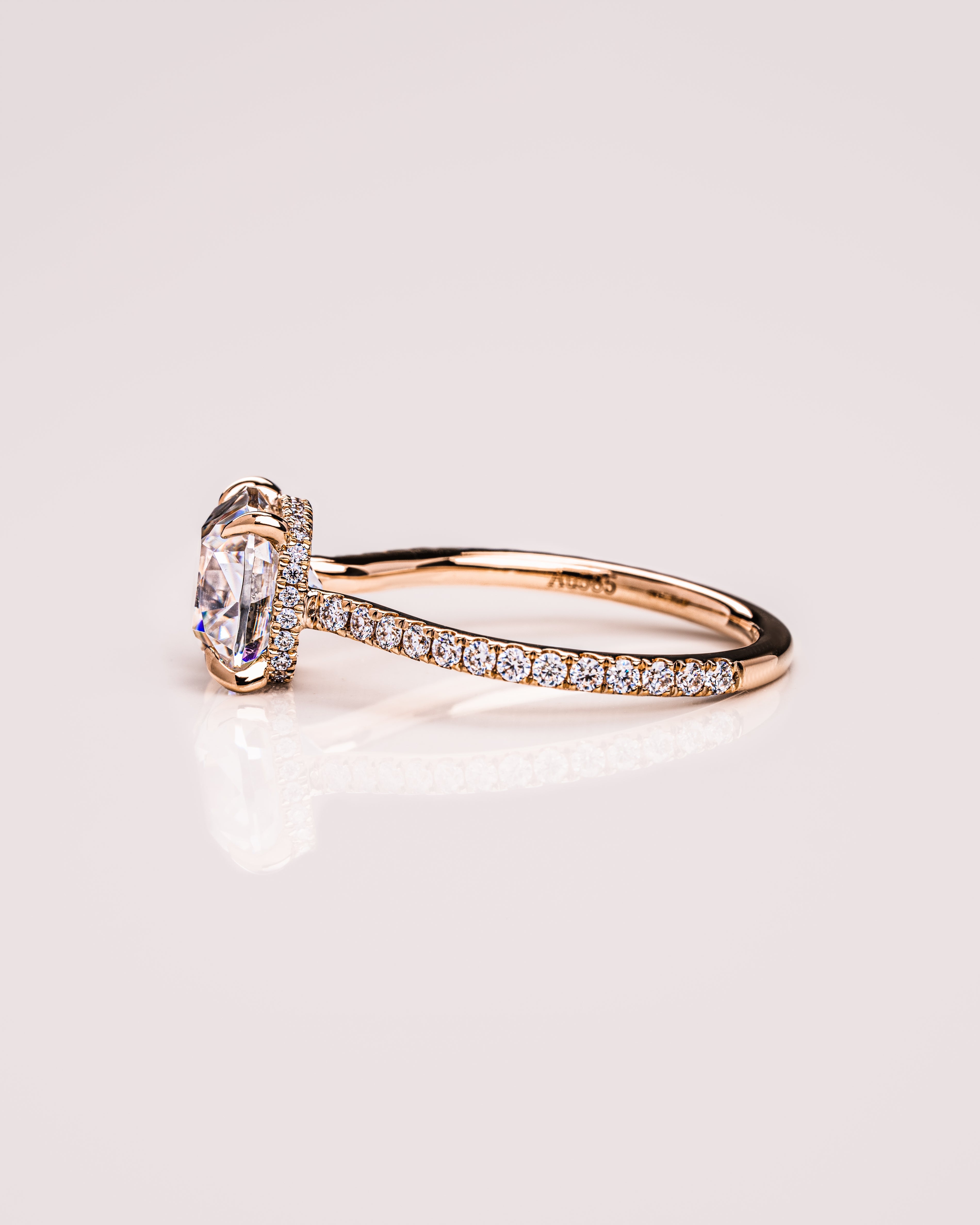 1.74 CT Cushion F/VS2 CVD Diamond Hidden Halo Pave Setting Engagement Ring - Camila Brown